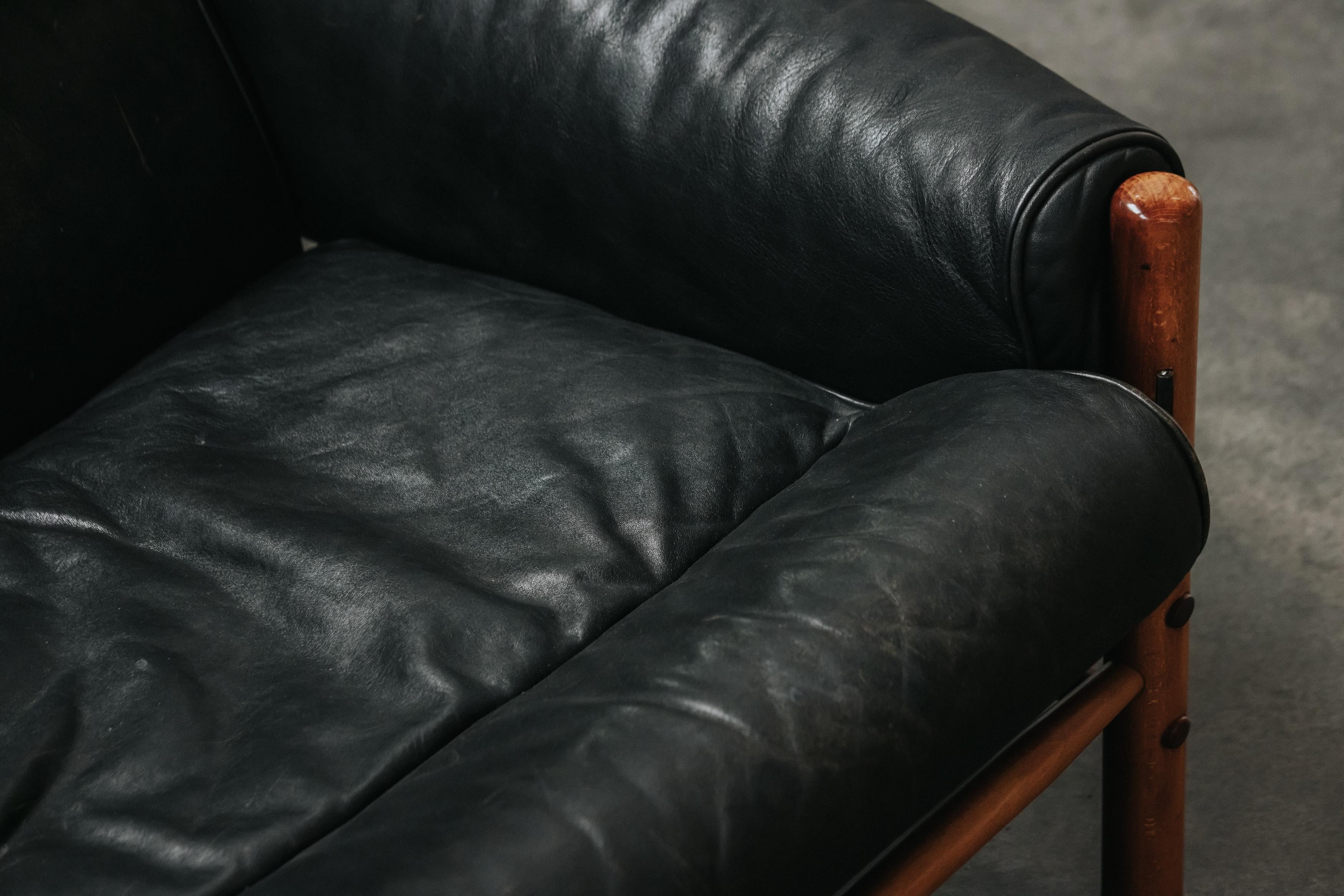 Vintage Leder Arne Norell Sofa Modell Kontiki aus Schweden, CIRCA 1970 im Angebot 3