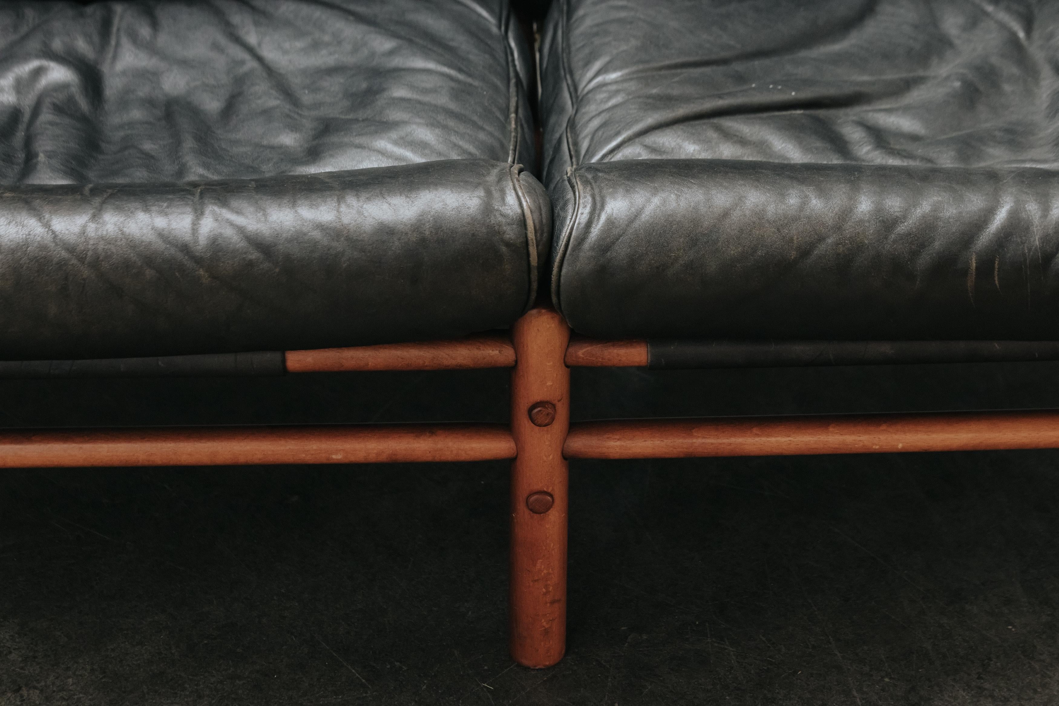 Vintage Leder Arne Norell Sofa Modell Kontiki aus Schweden, CIRCA 1970 im Angebot 4