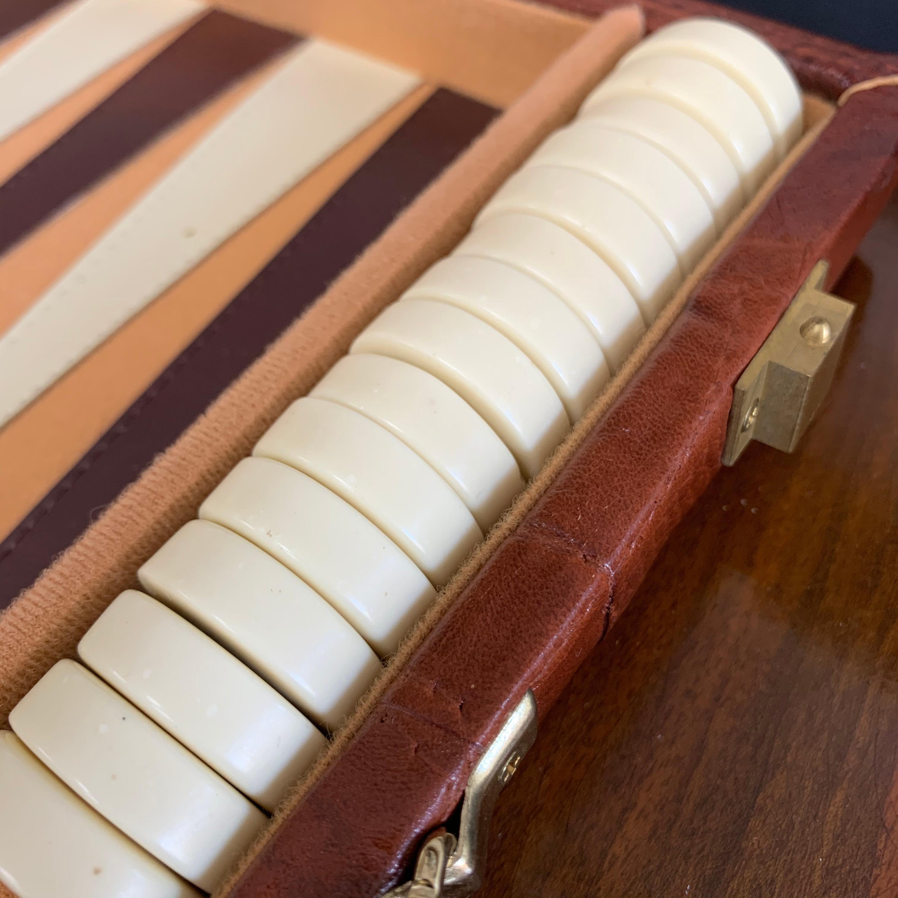 Vintage Leather Backgammon Game Board 2