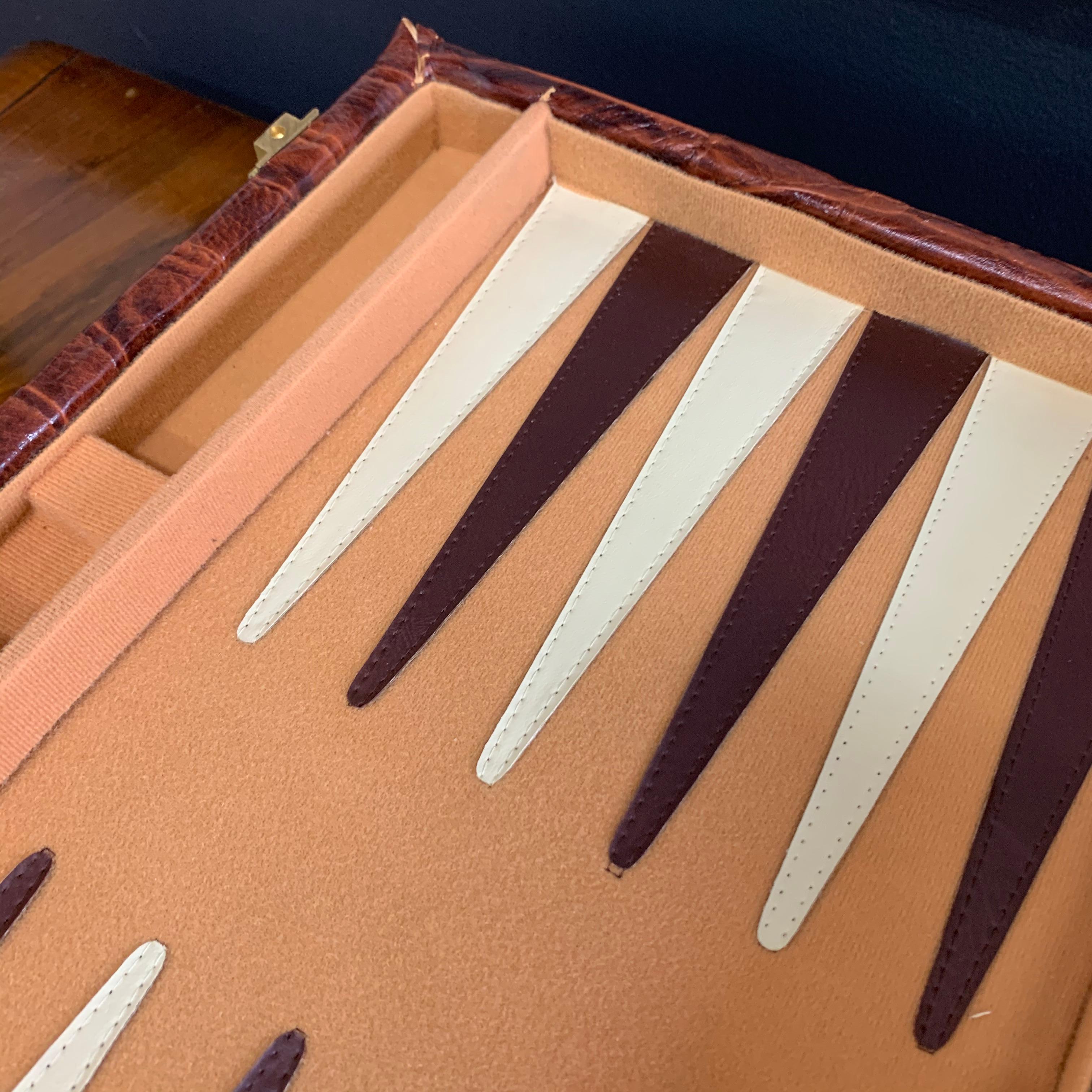 Vintage Leather Backgammon Game Board 3