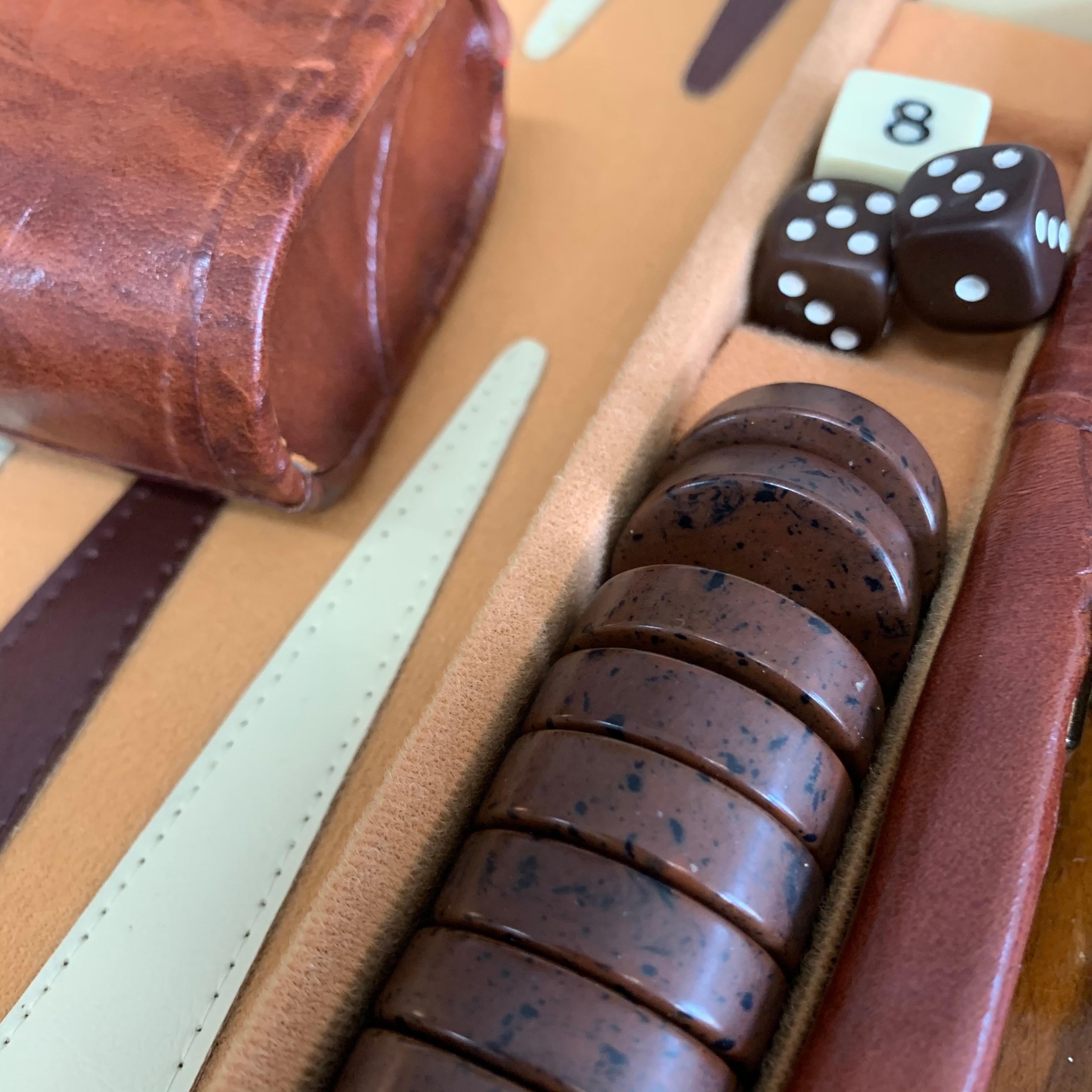 Vintage Leather Backgammon Game Board 1