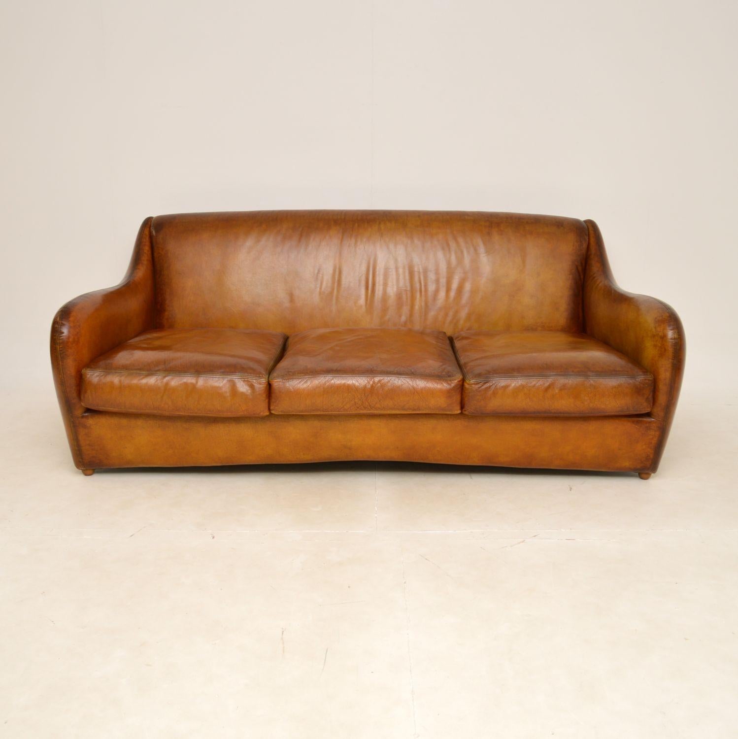 Mid-Century Modern Vintage Leather Balzac Sofa by Matthew Hilton