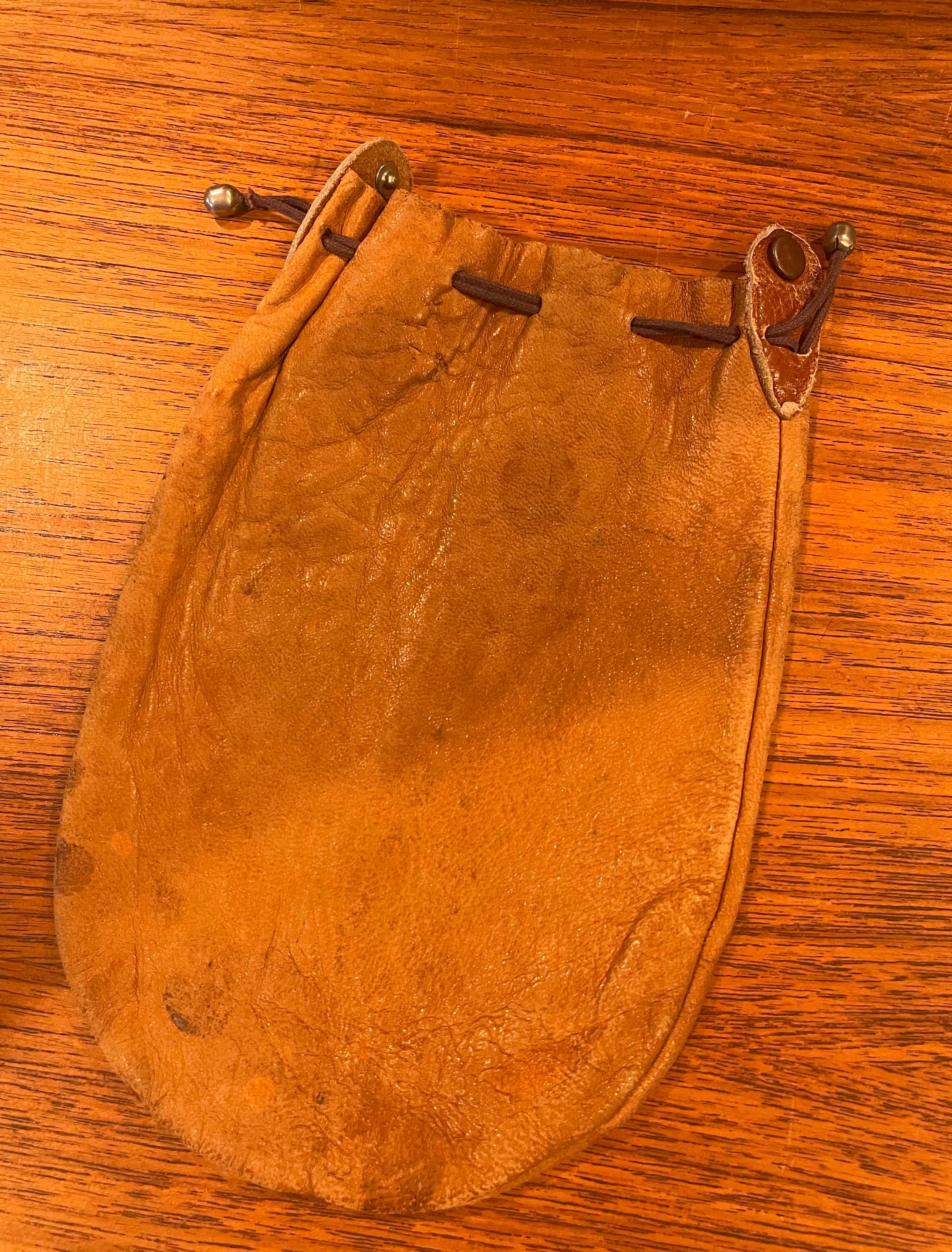 Vintage Leather Bank / Money Bag In Fair Condition In San Diego, CA