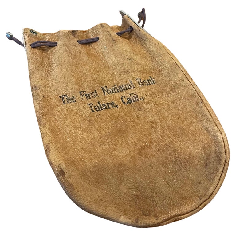Vintage Leather Bank / Money Bag For Sale at 1stDibs