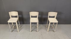 Sgabelli da bar in pelle vintage di Enrico Pellizzoni, anni Ottanta - set di 3