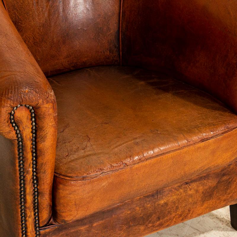 vintage leather barrel chair