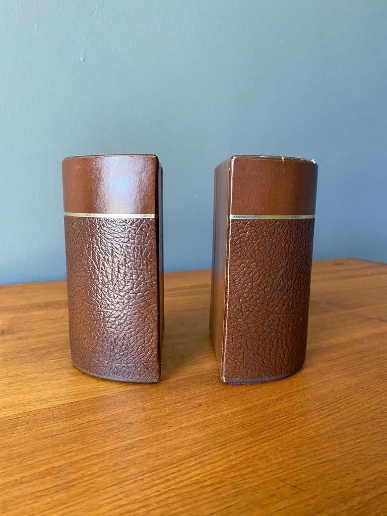 Vintage Leather Bookends, Circa 1975 For Sale at 1stDibs