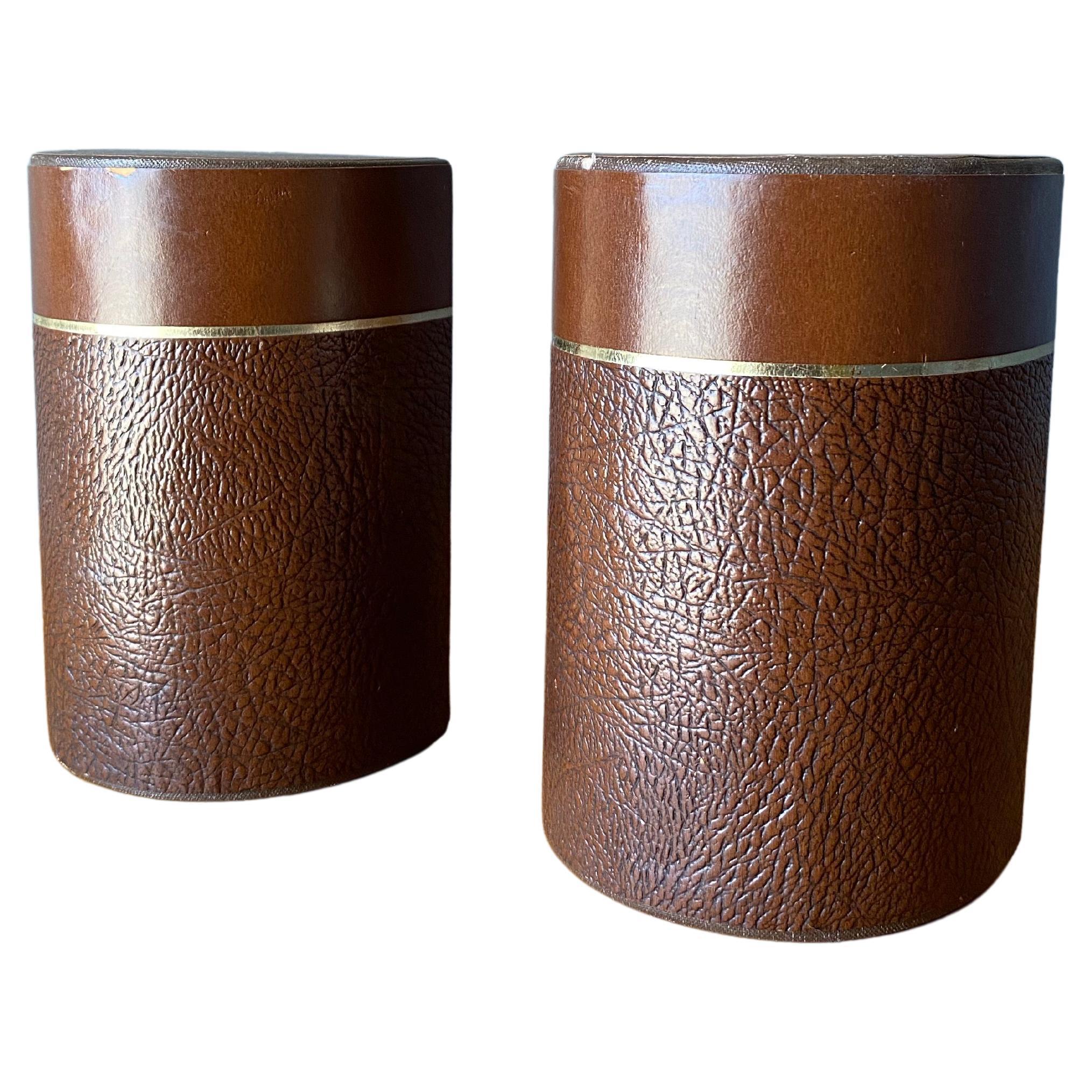 Vintage Leather Bookends, Circa 1975 For Sale at 1stDibs