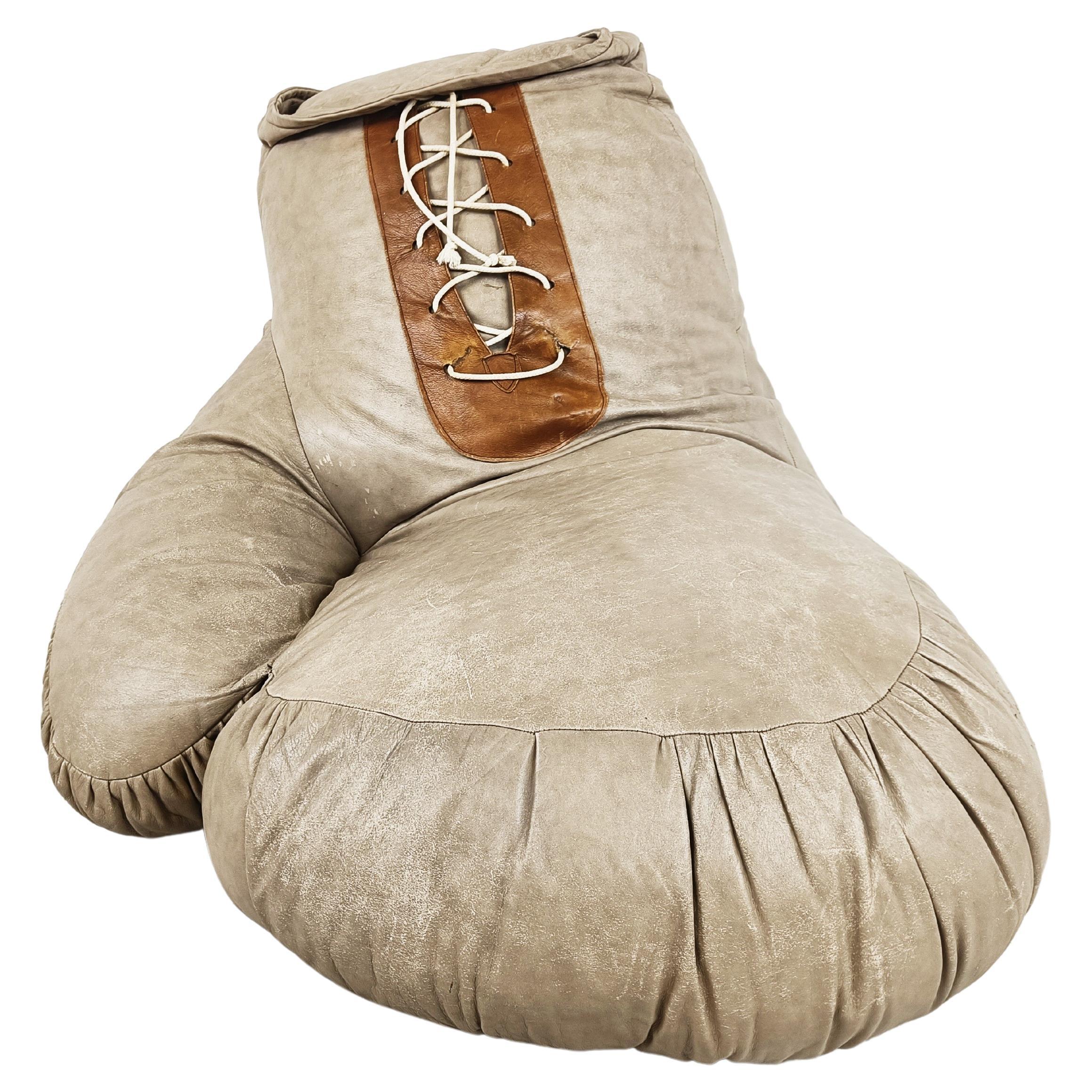 Vintage Leather Boxing Glove Lounge Chair, 1970s