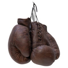 Vintage Leather Boxing Gloves , circa 1960