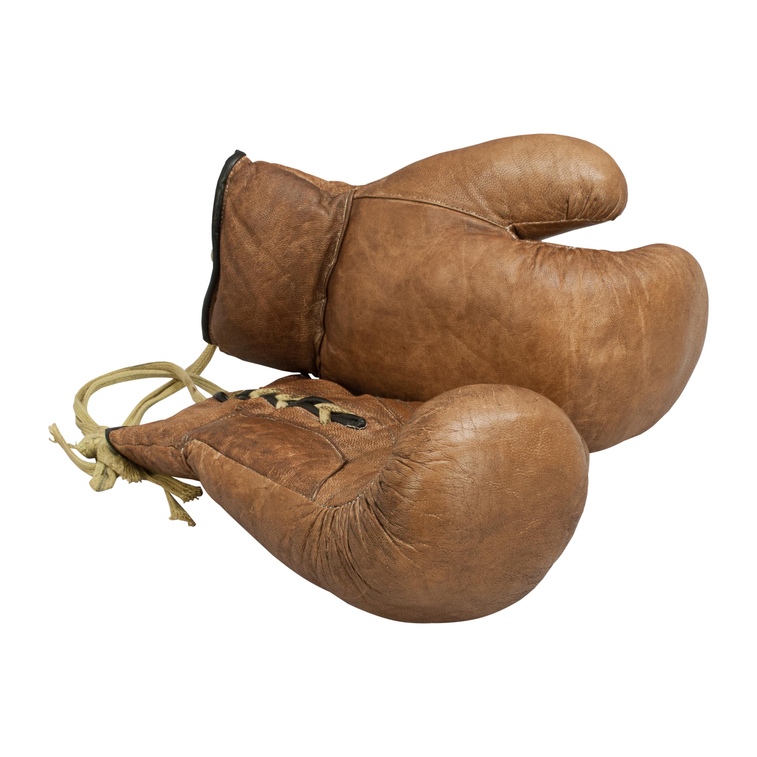Pair of Tiny Vintage Leather Boxing Gloves For Sale at 1stDibs