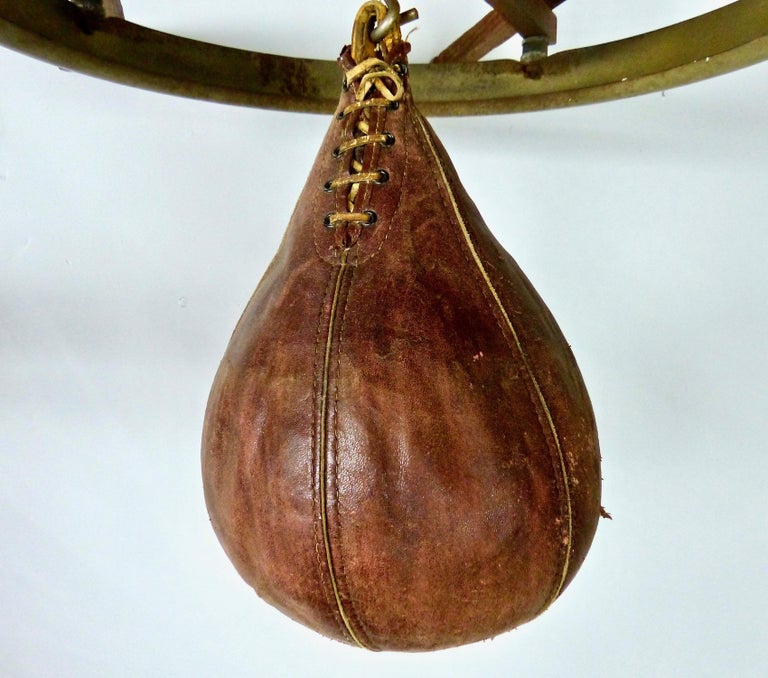 Vintage Leather Boxing ‘Speed Bag’ with Wall Mount Apparatus at 1stDibs
