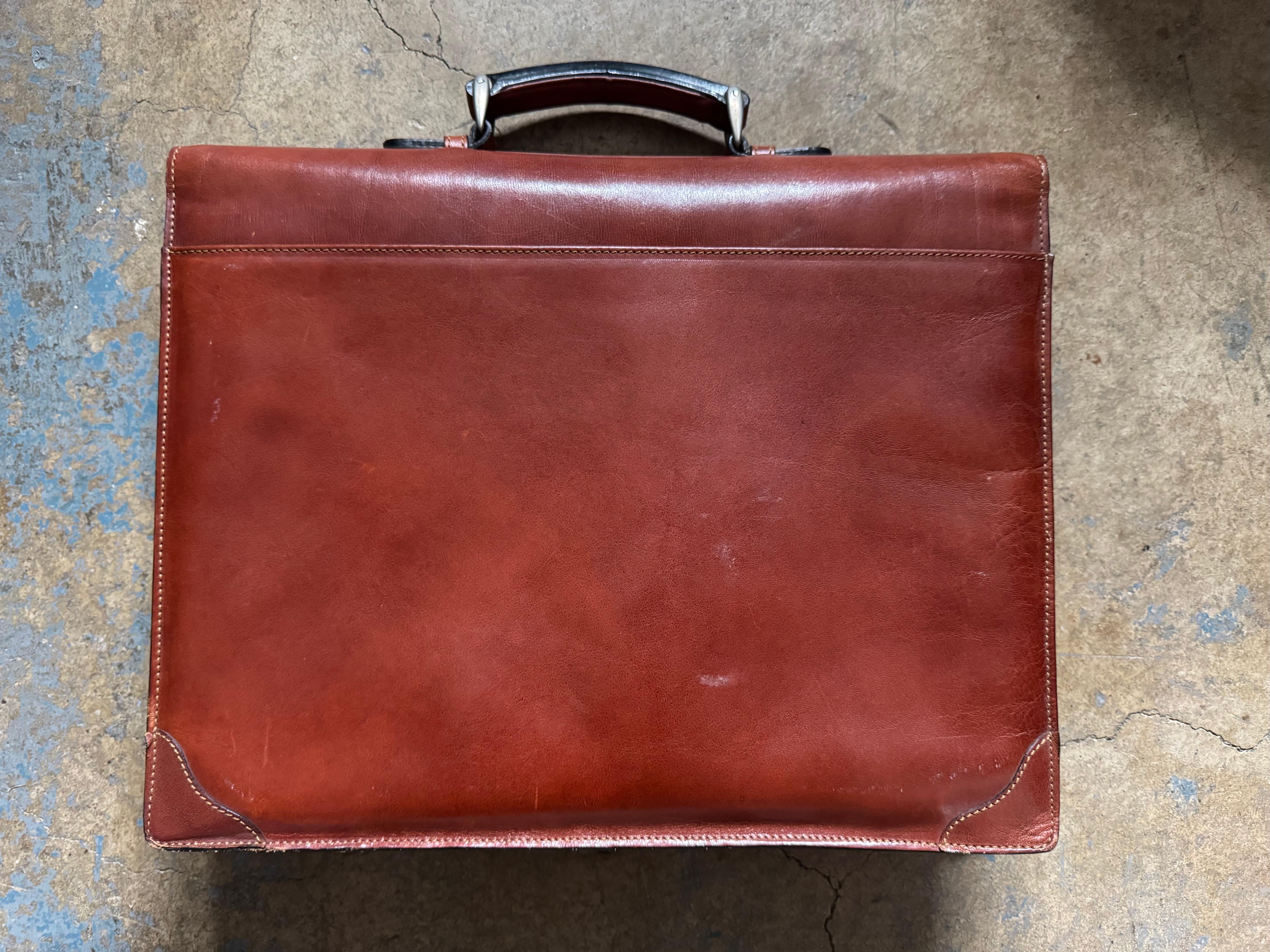 Porte-documents en cuir vintage par LA PA - Fabriqué à la main en Italie, Fin du 20ème siècle en vente 1