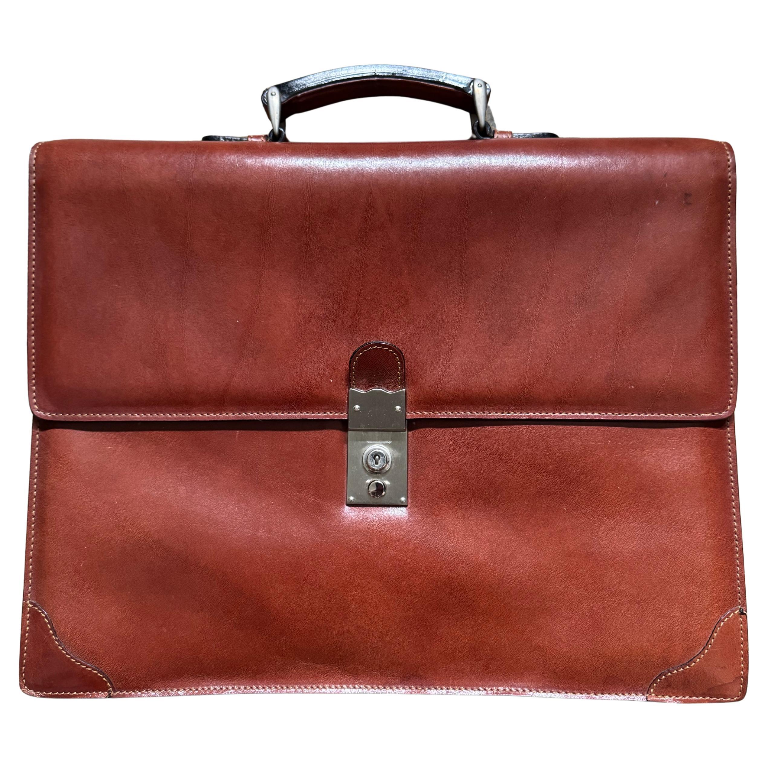 Porte-documents en cuir vintage par LA PA - Fabriqué à la main en Italie, Fin du 20ème siècle en vente