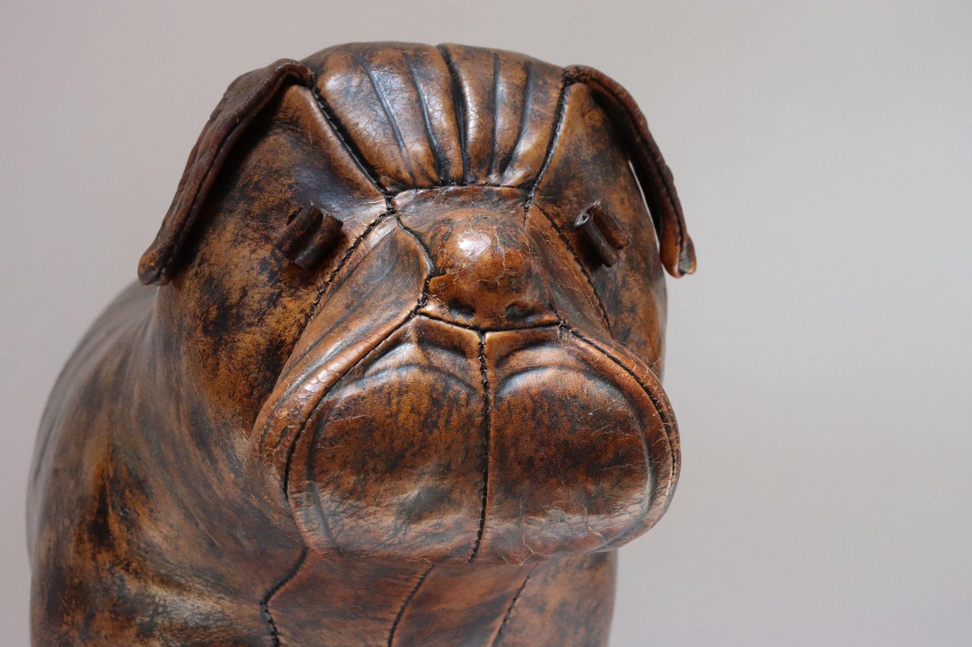 Tabouret Bulldog en cuir vintage par Dimitri Omersa pour Abercrombie & Fitch en vente 5