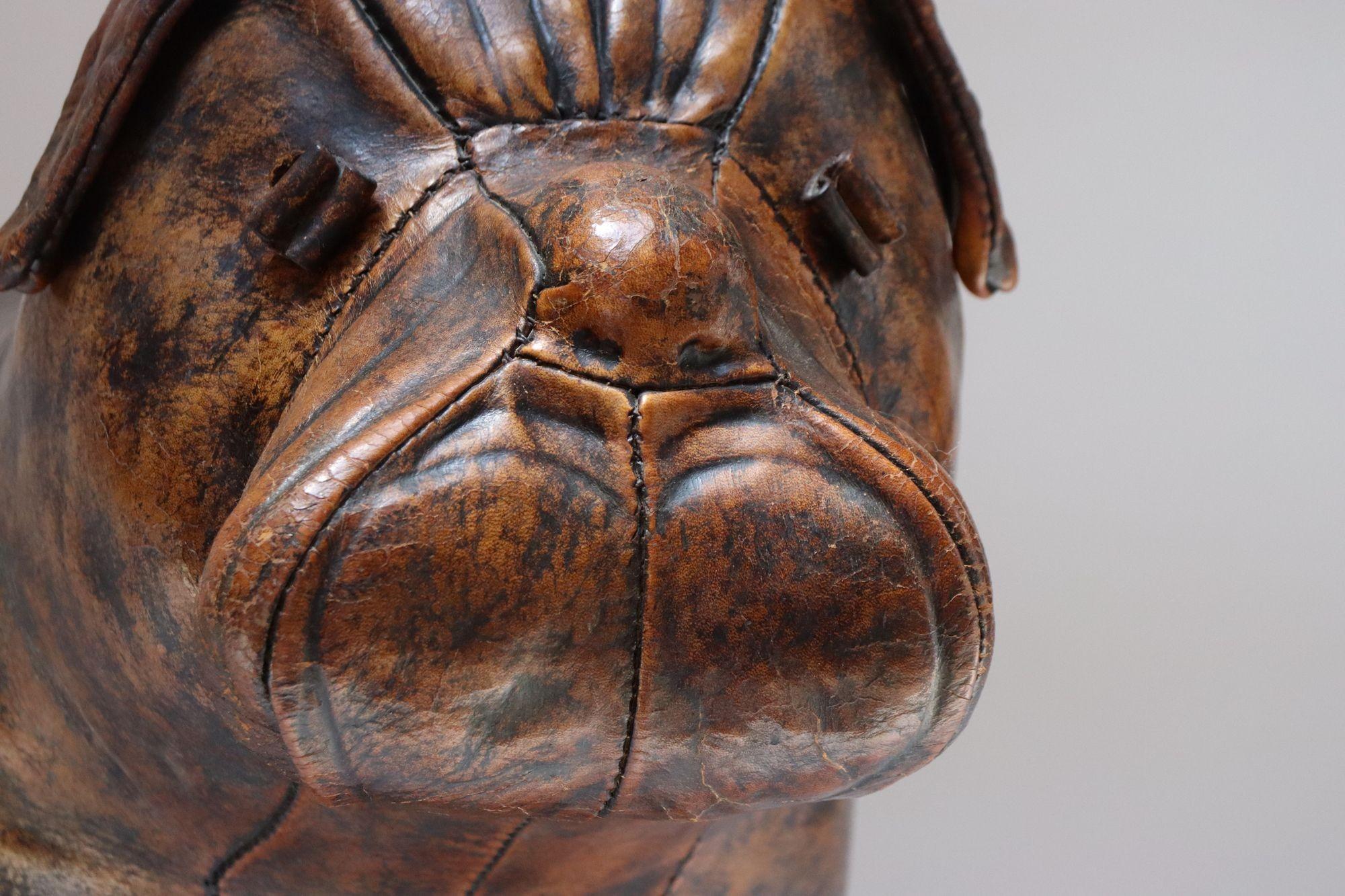Tabouret Bulldog en cuir vintage par Dimitri Omersa pour Abercrombie & Fitch en vente 6