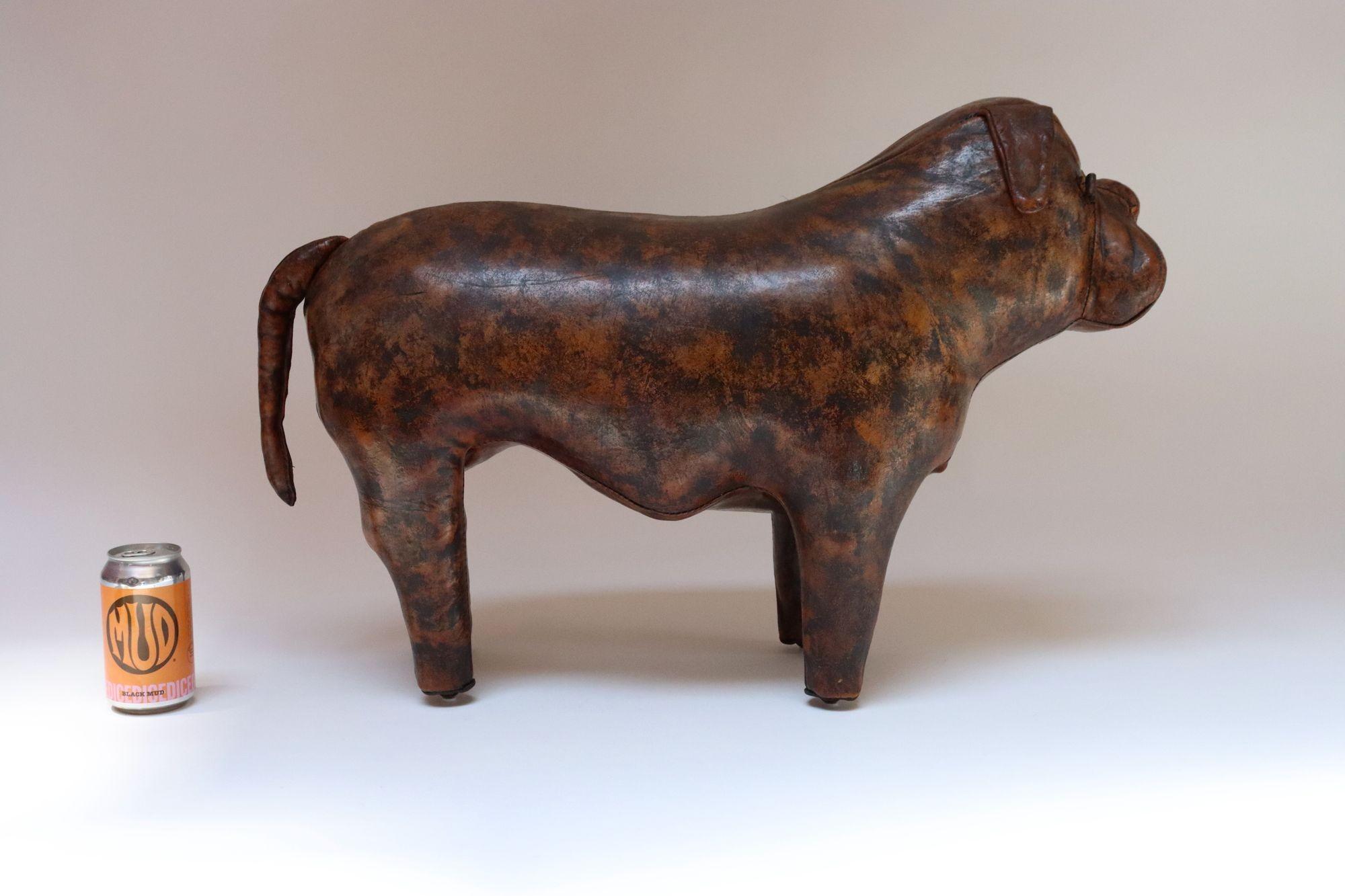Tabouret Bulldog en cuir vintage par Dimitri Omersa pour Abercrombie & Fitch Bon état - En vente à Brooklyn, NY
