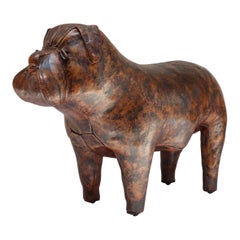 Sgabello Bulldog in pelle vintage di Dimitri Omersa per Abercrombie & Fitch