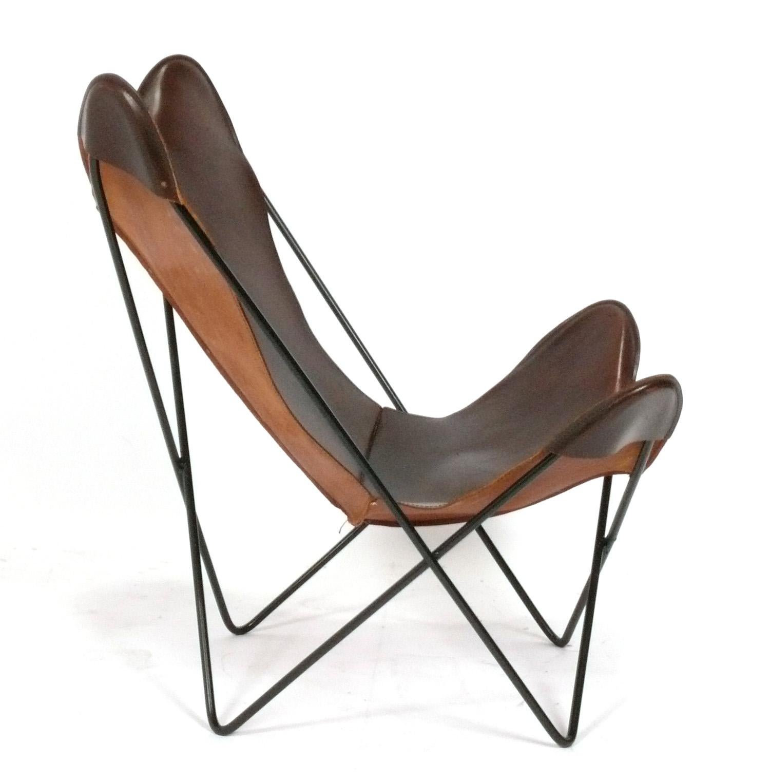 tan leather butterfly chair