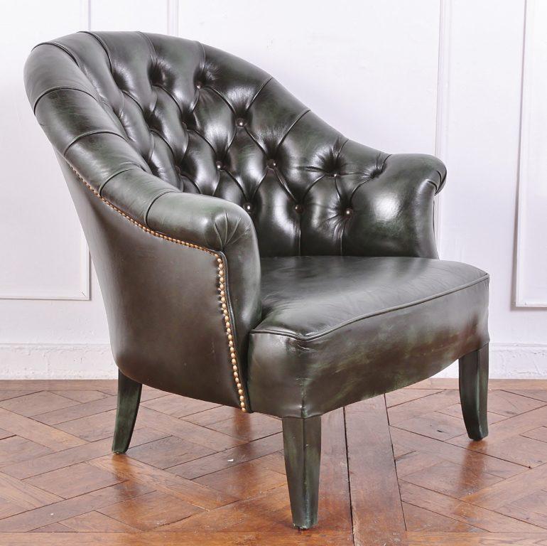leather button chair