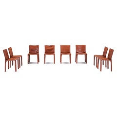 Used leather Cab 412 dining chairs by Mario Bellini for CASSINA Italy