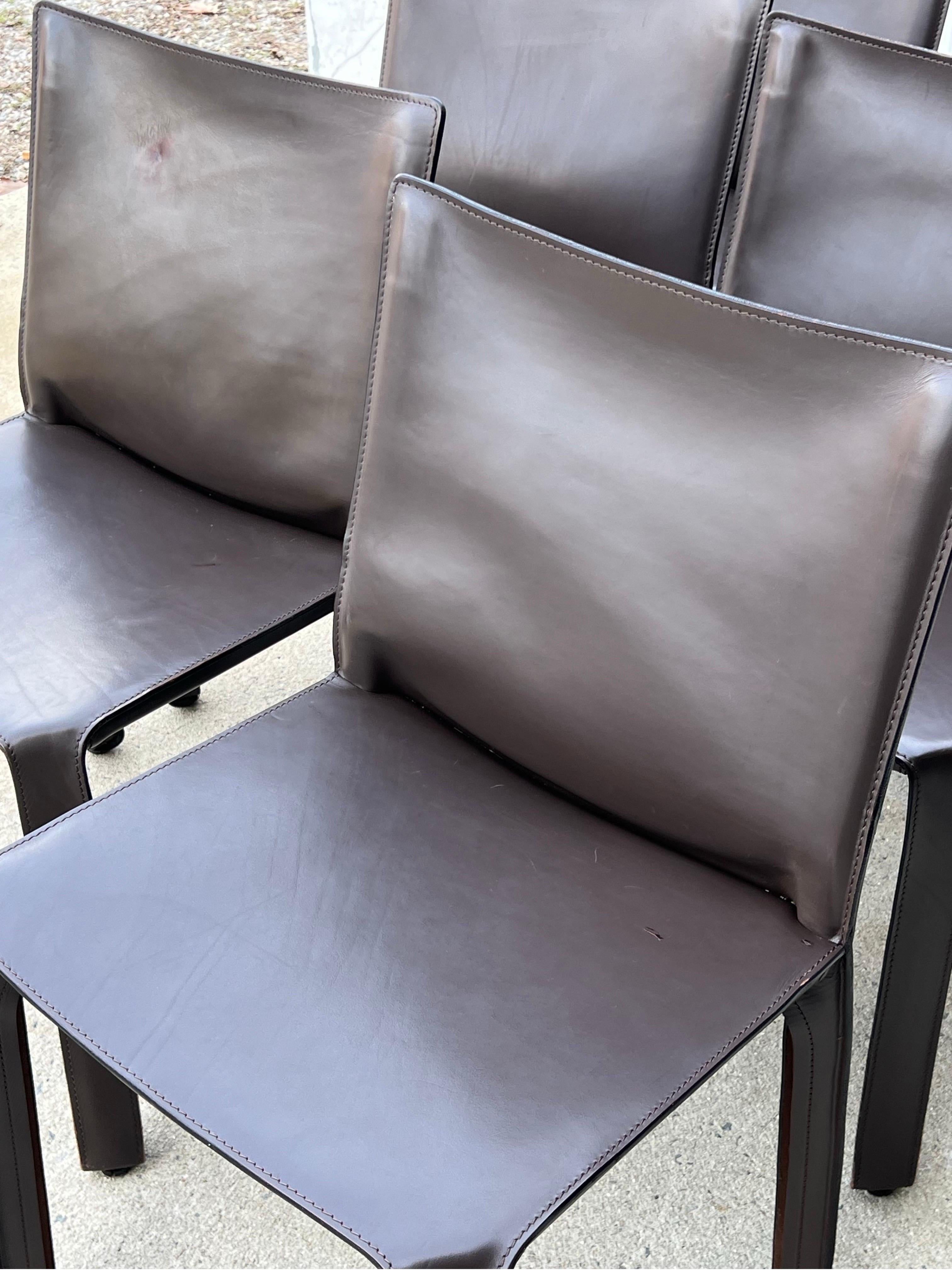 Vintage  Leather 'CAB' Chairs by Mario Bellini for Cassina 5