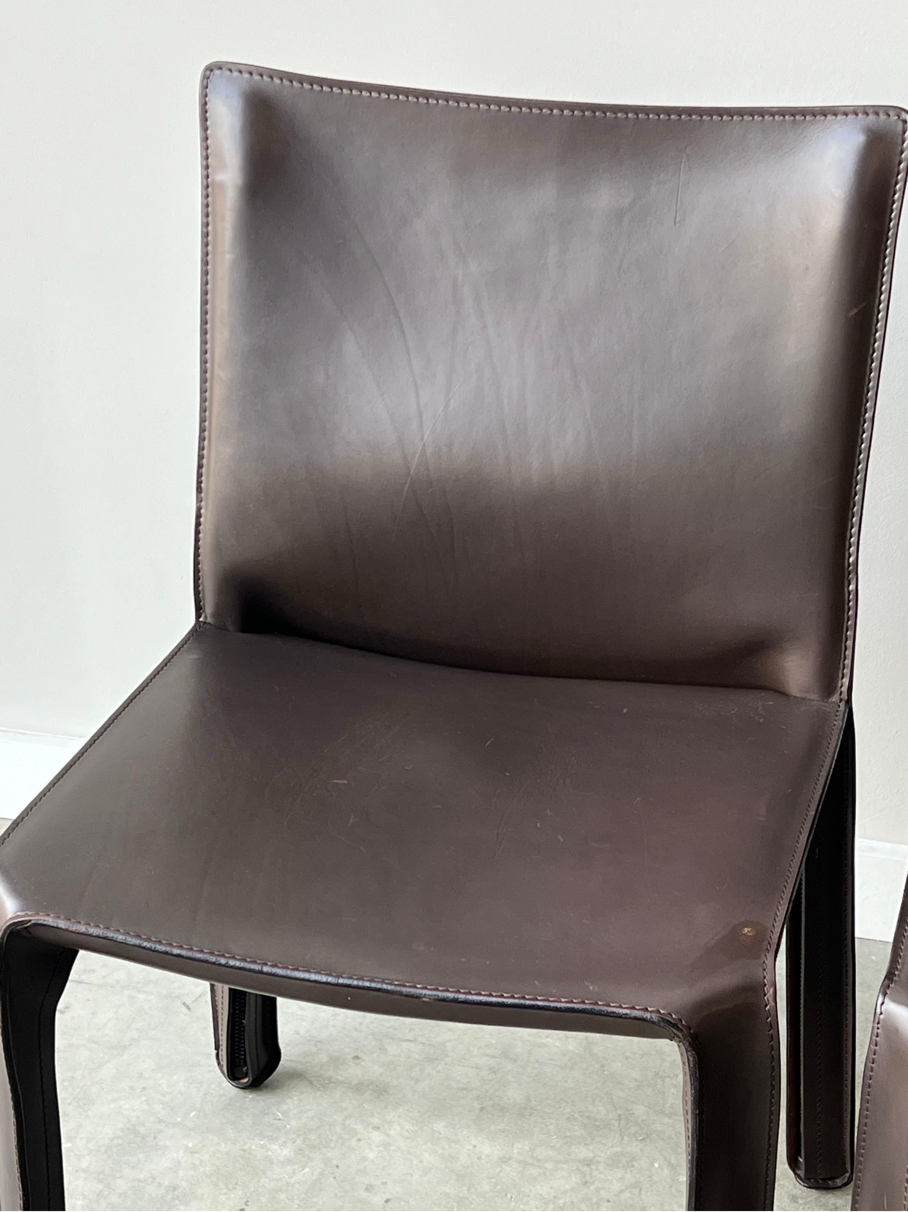Italian Vintage  Leather 'CAB' Chairs by Mario Bellini for Cassina