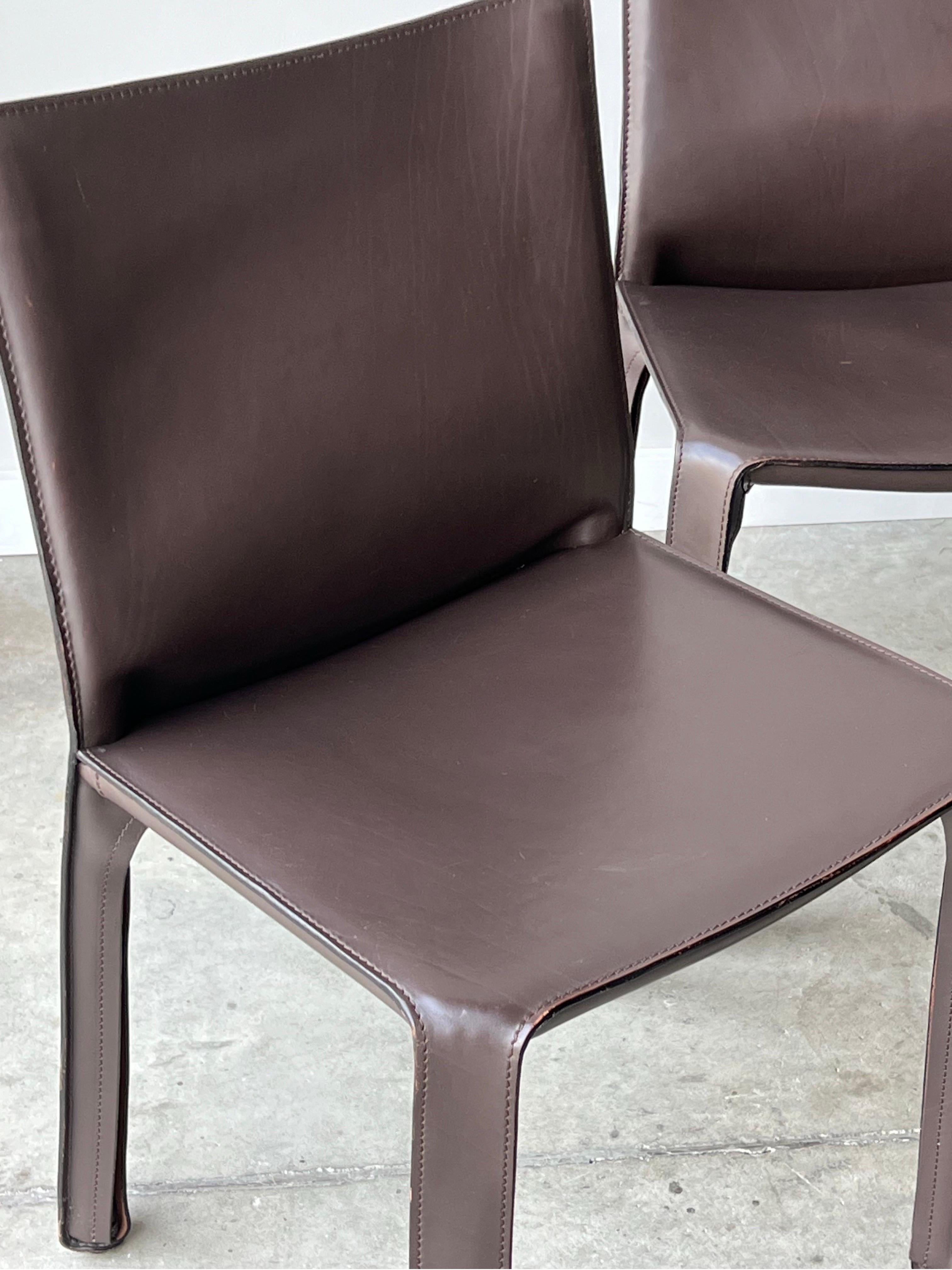 Vintage  Leather 'CAB' Chairs by Mario Bellini for Cassina In Good Condition In Raleigh, NC