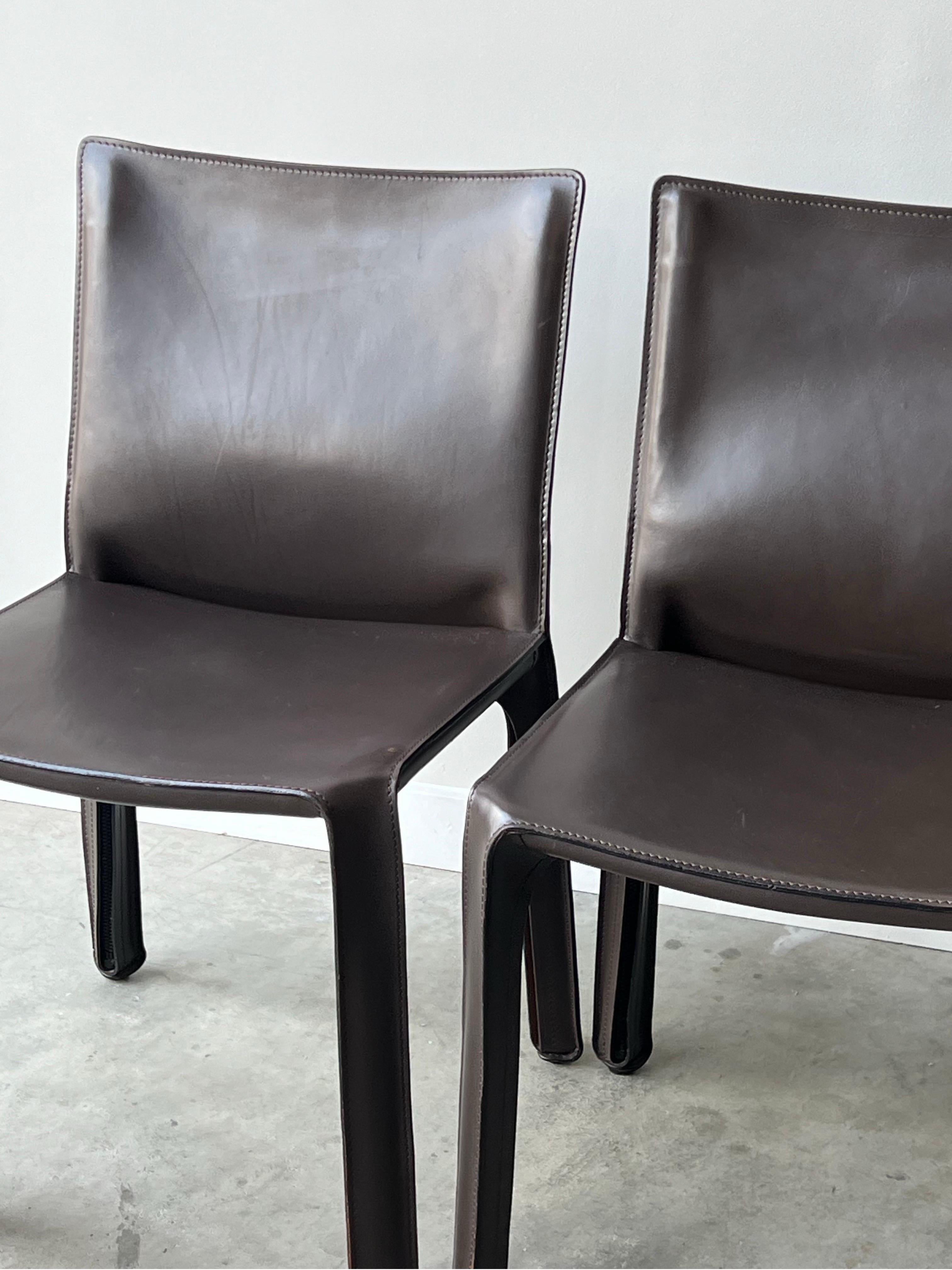 Vintage  Leather 'CAB' Chairs by Mario Bellini for Cassina 1