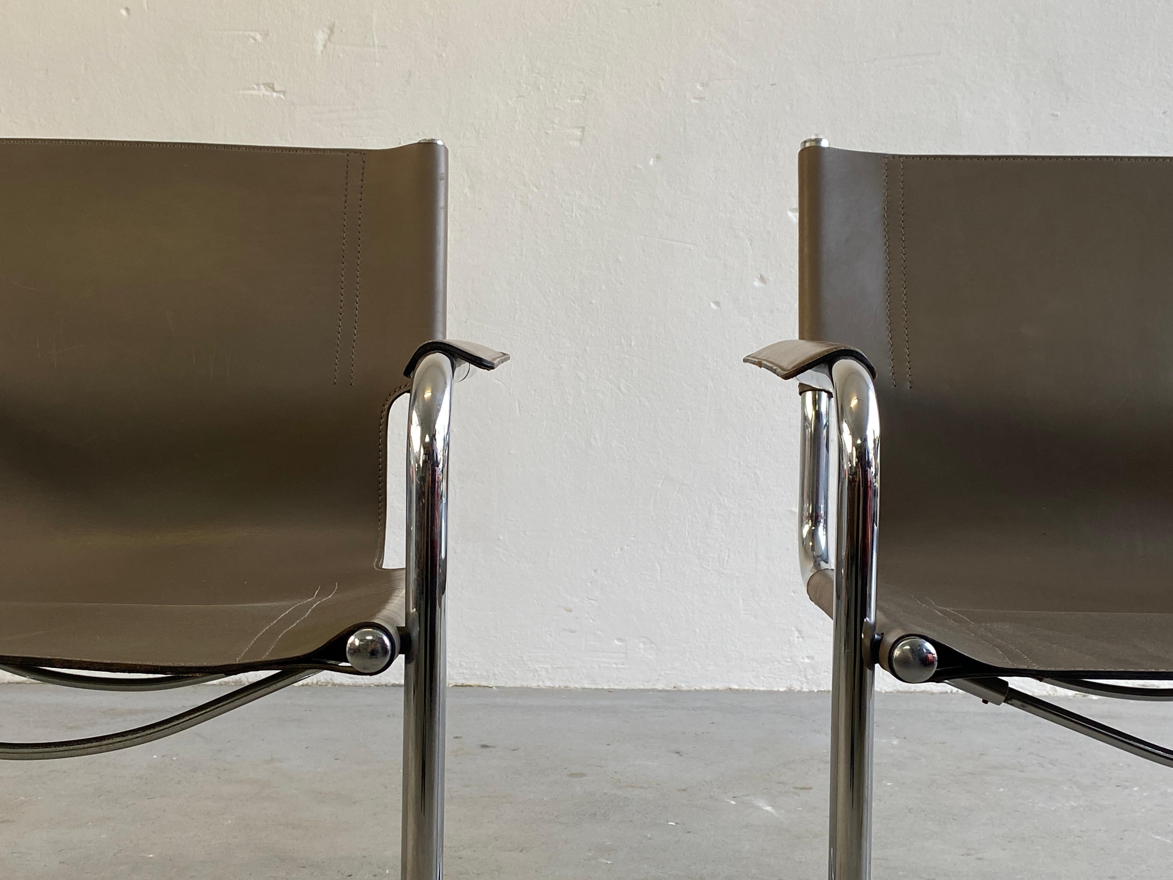 Vintage Leather Cantilever Chairs, Centro Studi for Matteo Grassi, 1980s Italy 5