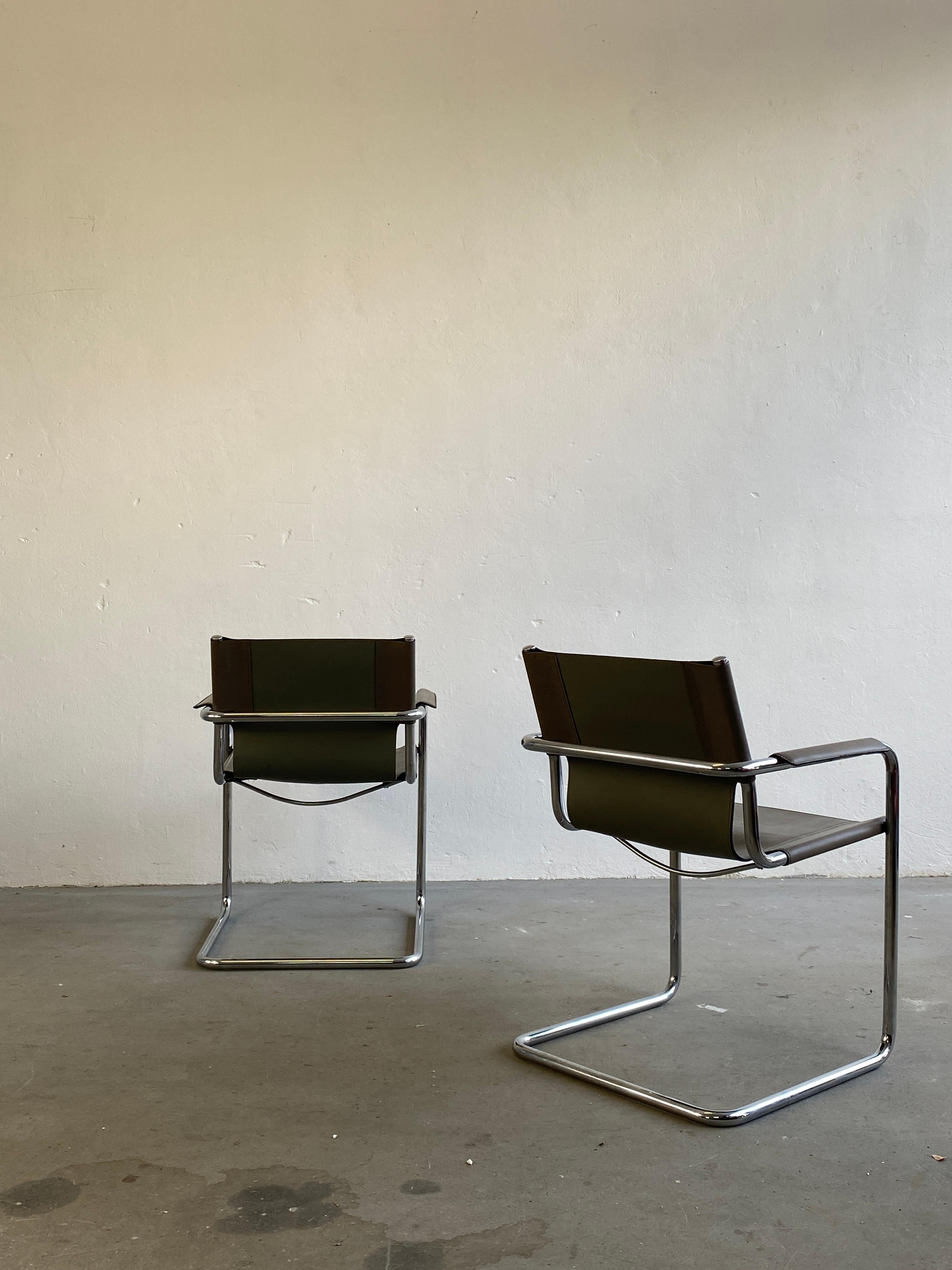 Vintage Leather Cantilever Chairs, Centro Studi for Matteo Grassi, 1980s Italy 7