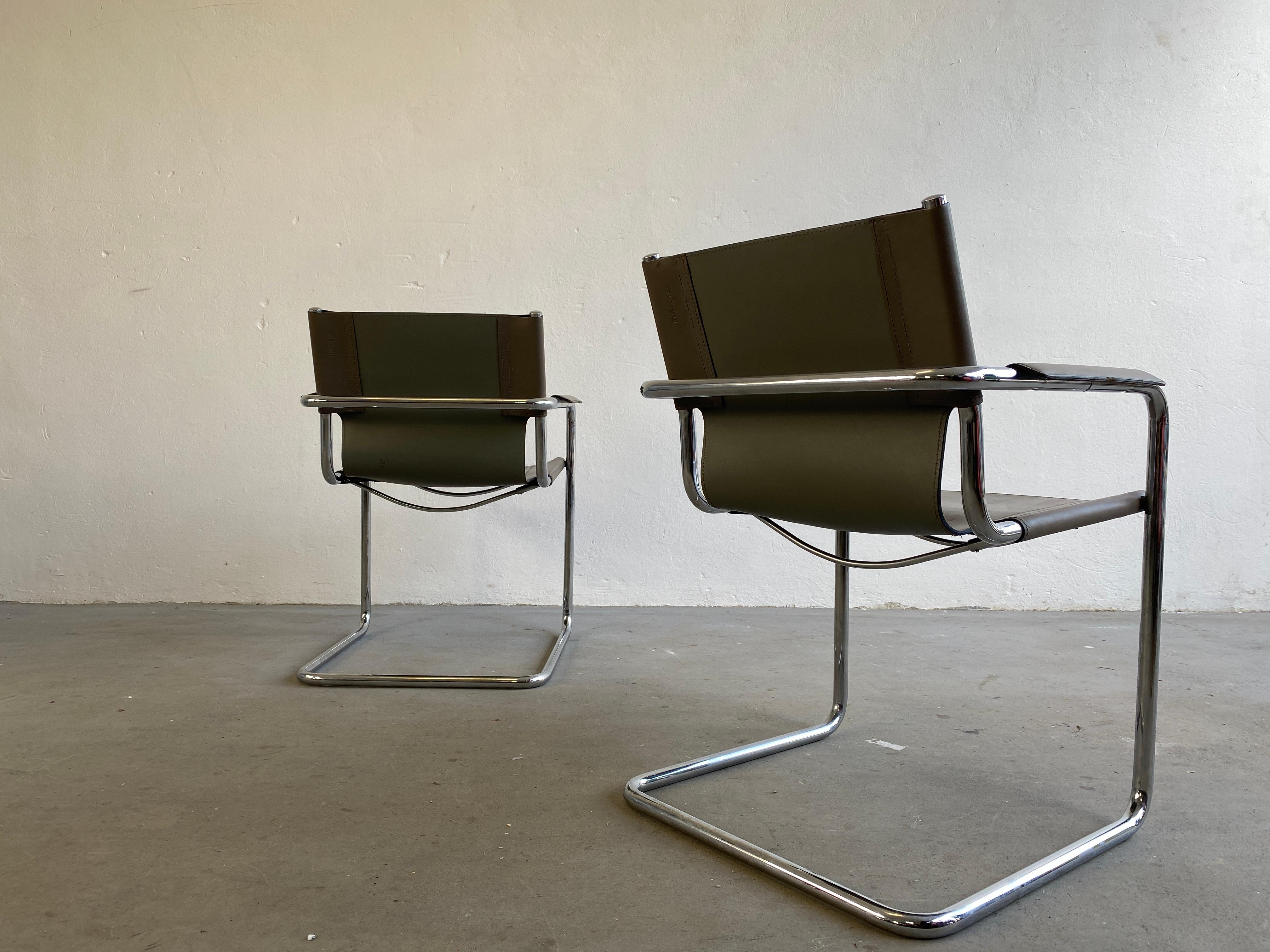 Vintage Leather Cantilever Chairs, Centro Studi for Matteo Grassi, 1980s Italy 8