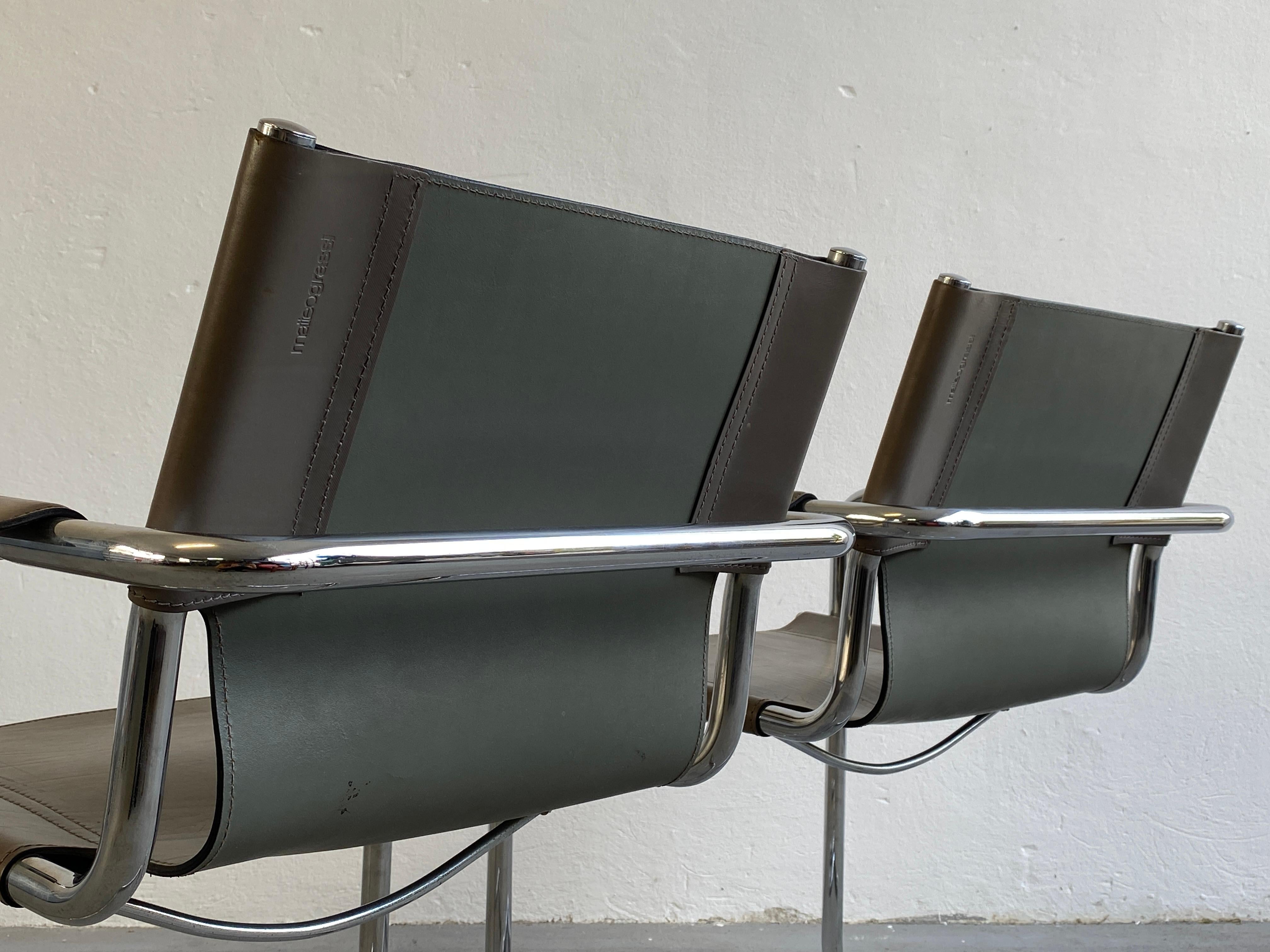 Vintage Leather Cantilever Chairs, Centro Studi for Matteo Grassi, 1980s Italy 10