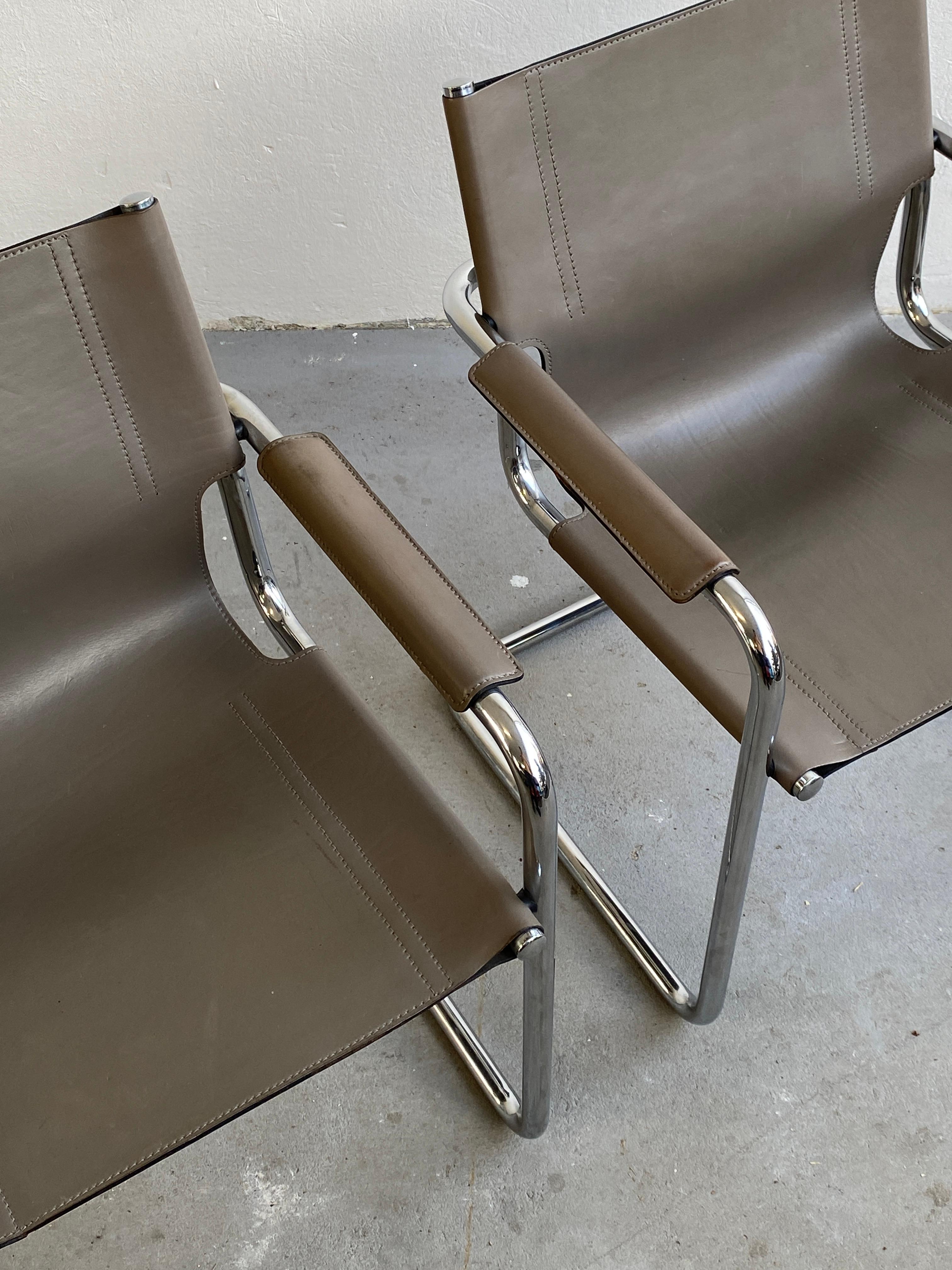 Vintage Leather Cantilever Chairs, Centro Studi for Matteo Grassi, 1980s Italy 12