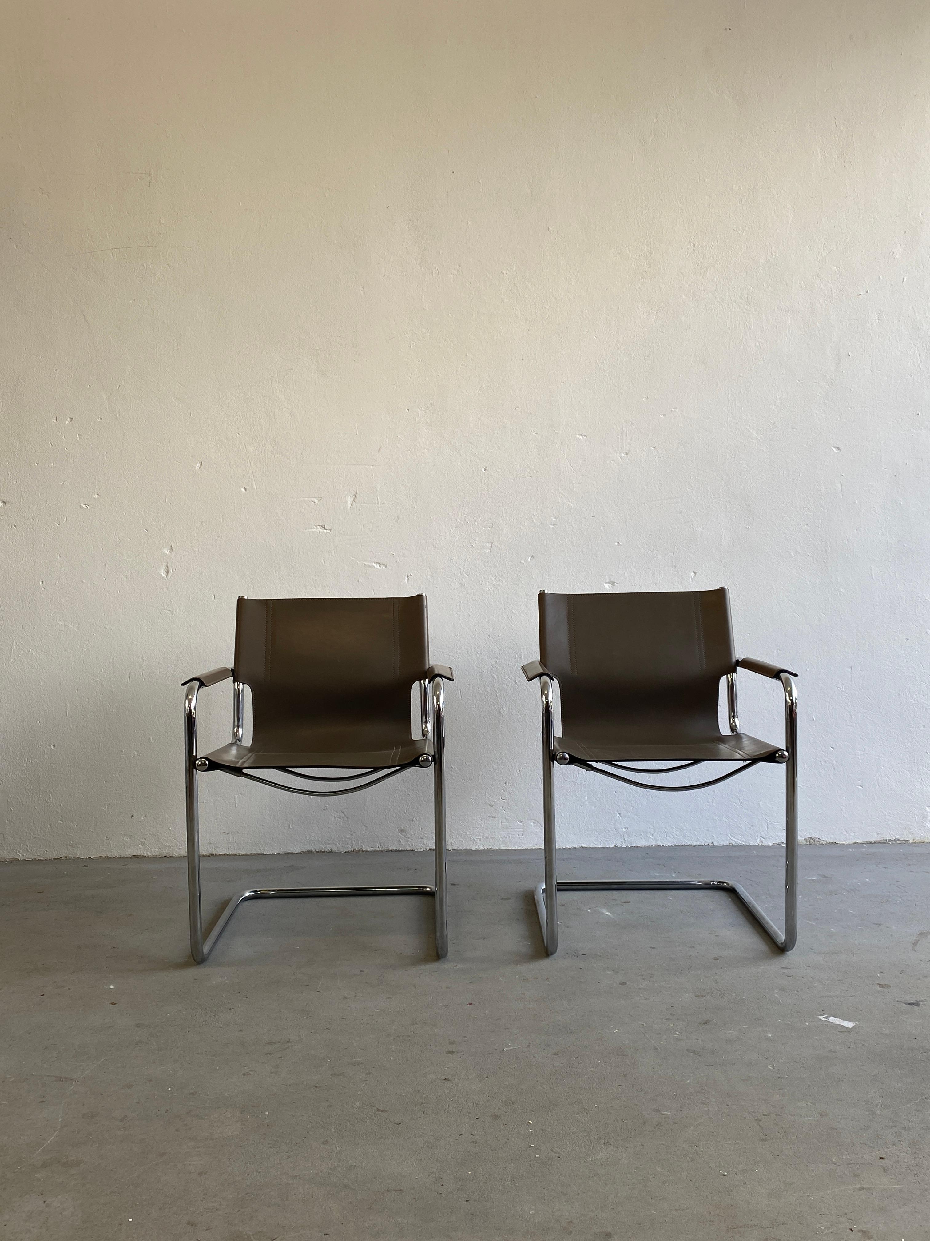 Vintage Leather Cantilever Chairs, Centro Studi for Matteo Grassi, 1980s Italy In Good Condition In Zagreb, HR