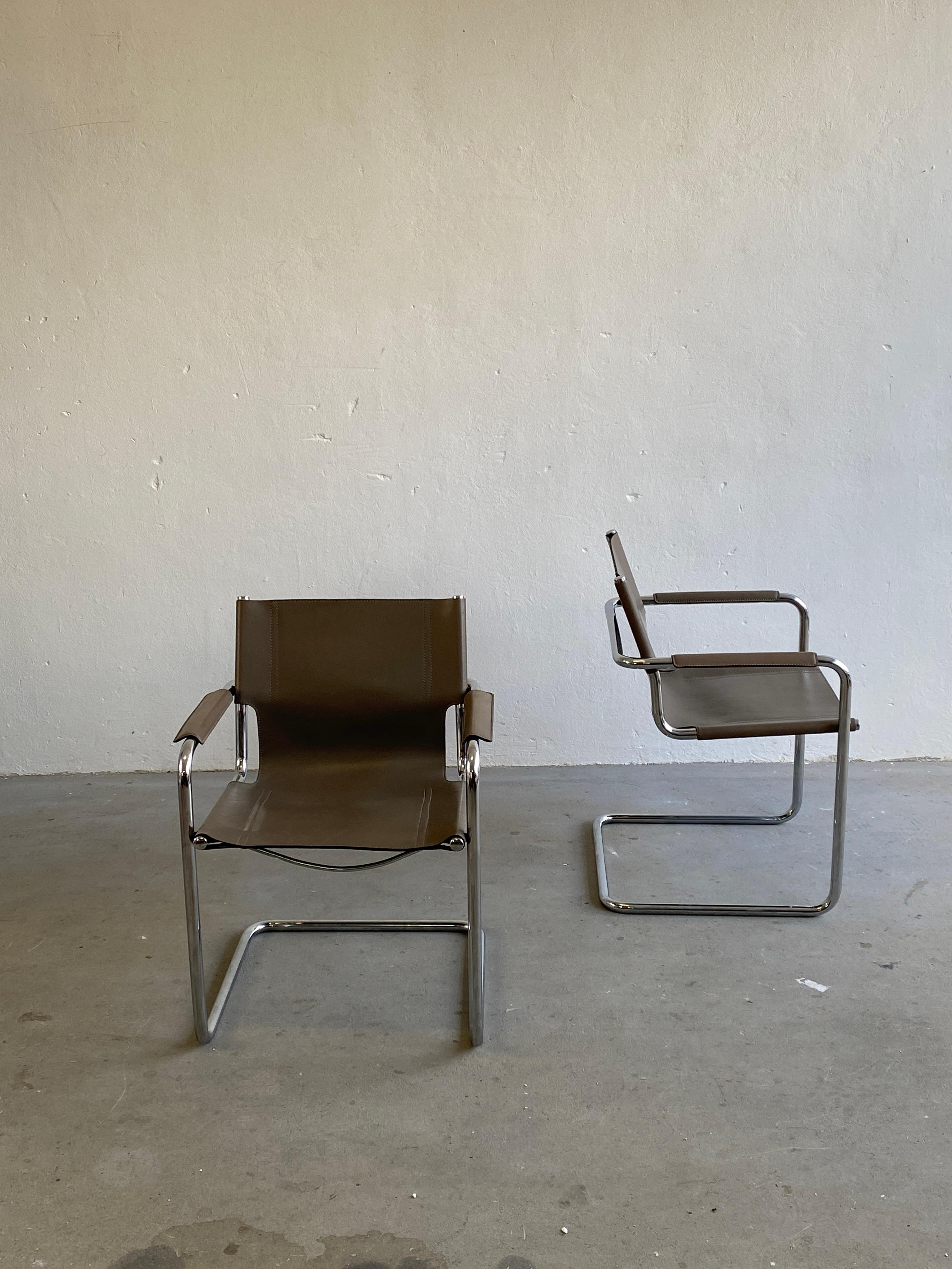 Vintage Leather Cantilever Chairs, Centro Studi for Matteo Grassi, 1980s Italy 1
