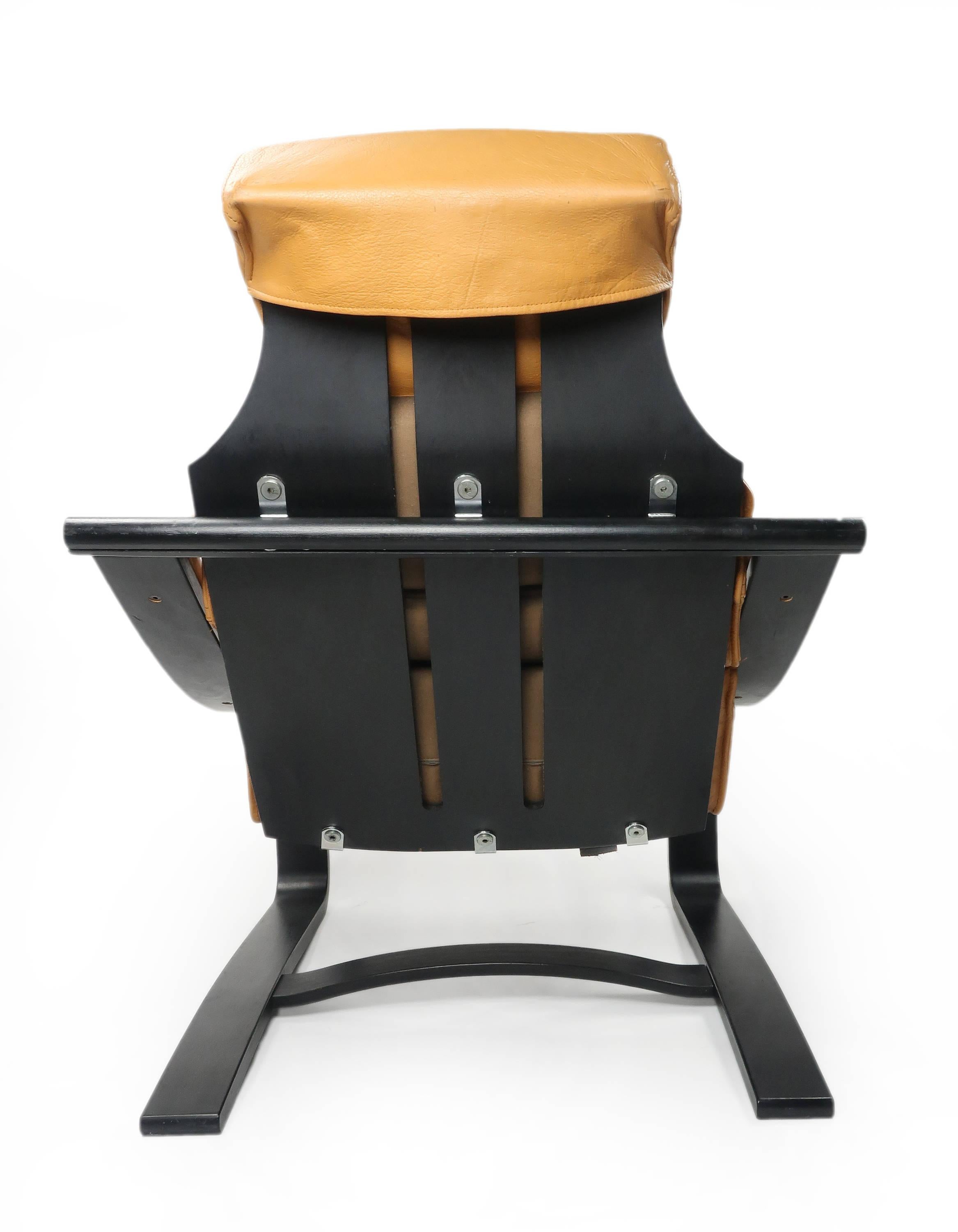 Danish Vintage Leather Cantilevered Lounge Chair by Scanform
