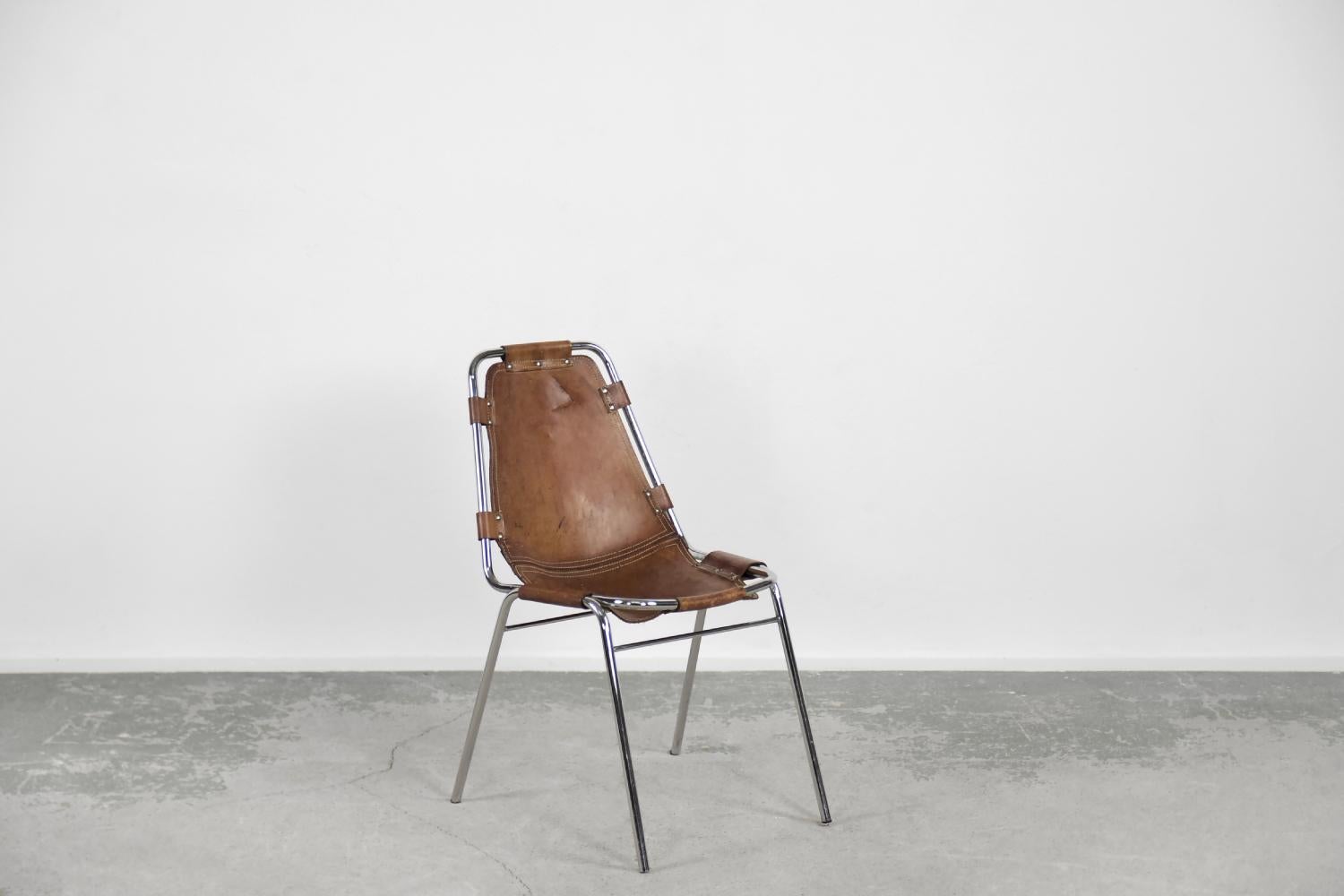 Mid-Century Modern Leather Chair Chosen by Charlotte Perriand for Les Arcs, 1960 In Good Condition In Warszawa, Mazowieckie