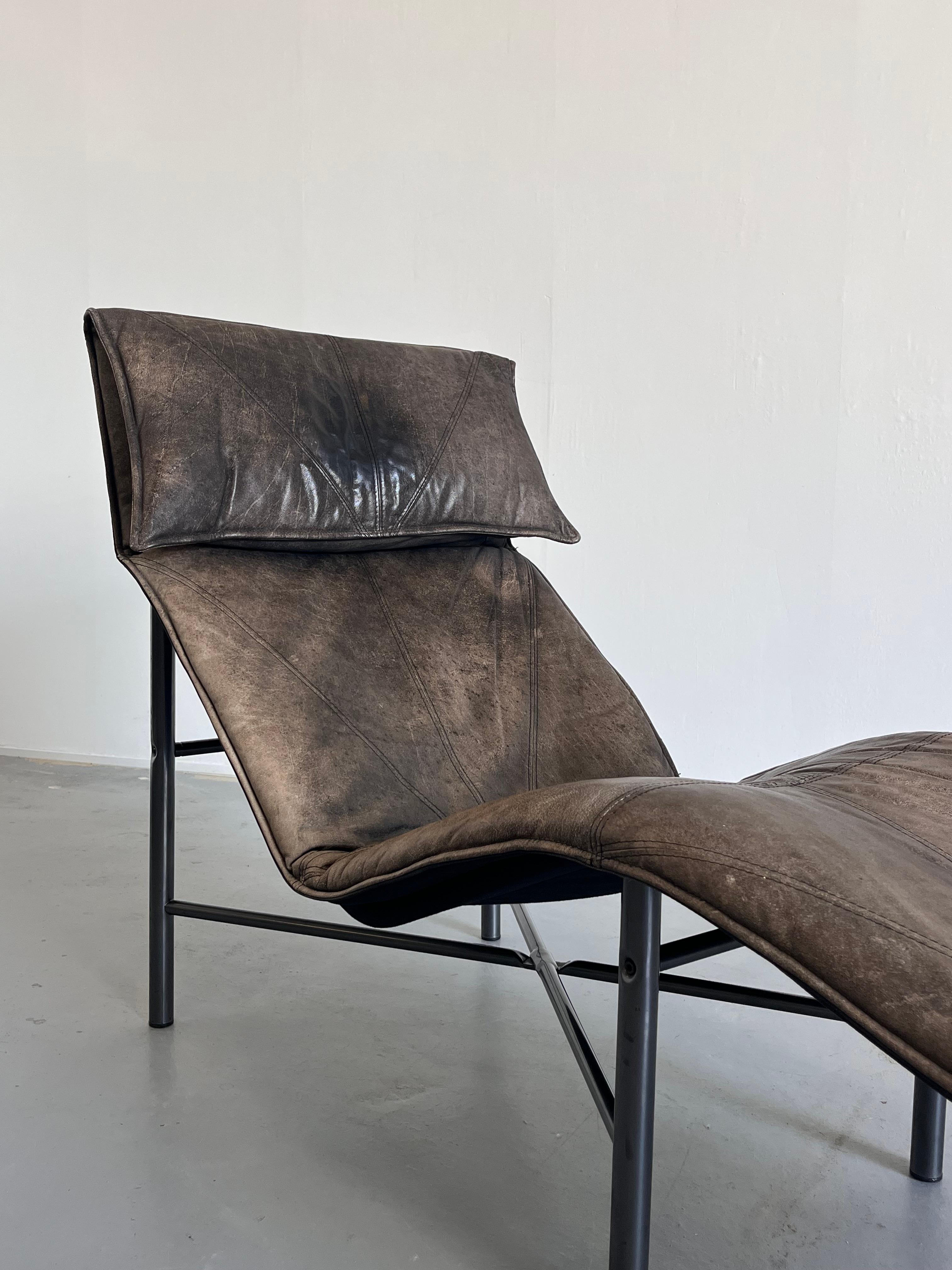 Swedish Vintage Leather Chaise Longue by Tord Bjorklund for Ikea, Sweden, 1980s