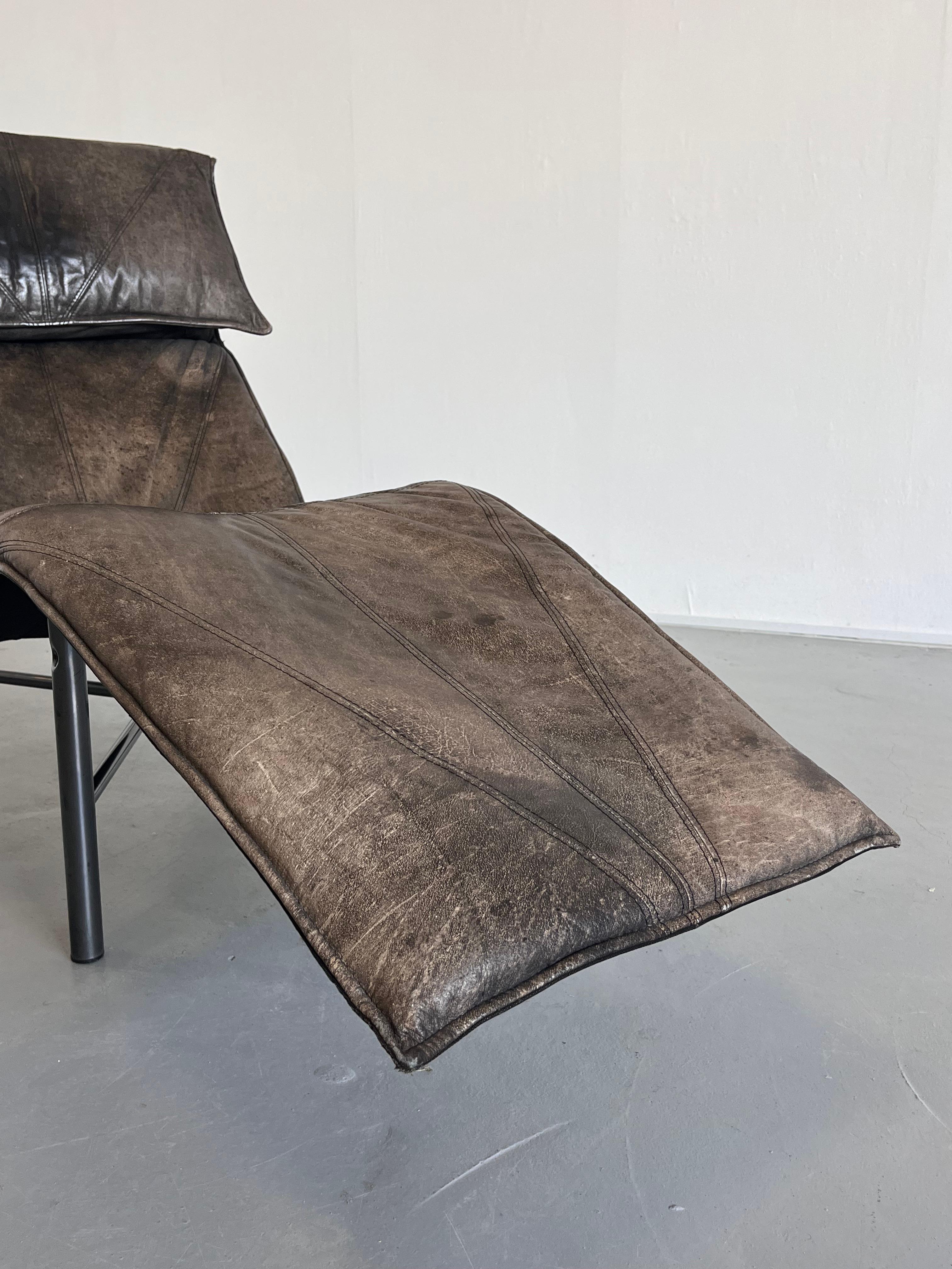 Swedish Vintage Leather Chaise Longue by Tord Bjorklund for Ikea, Sweden, 1980s