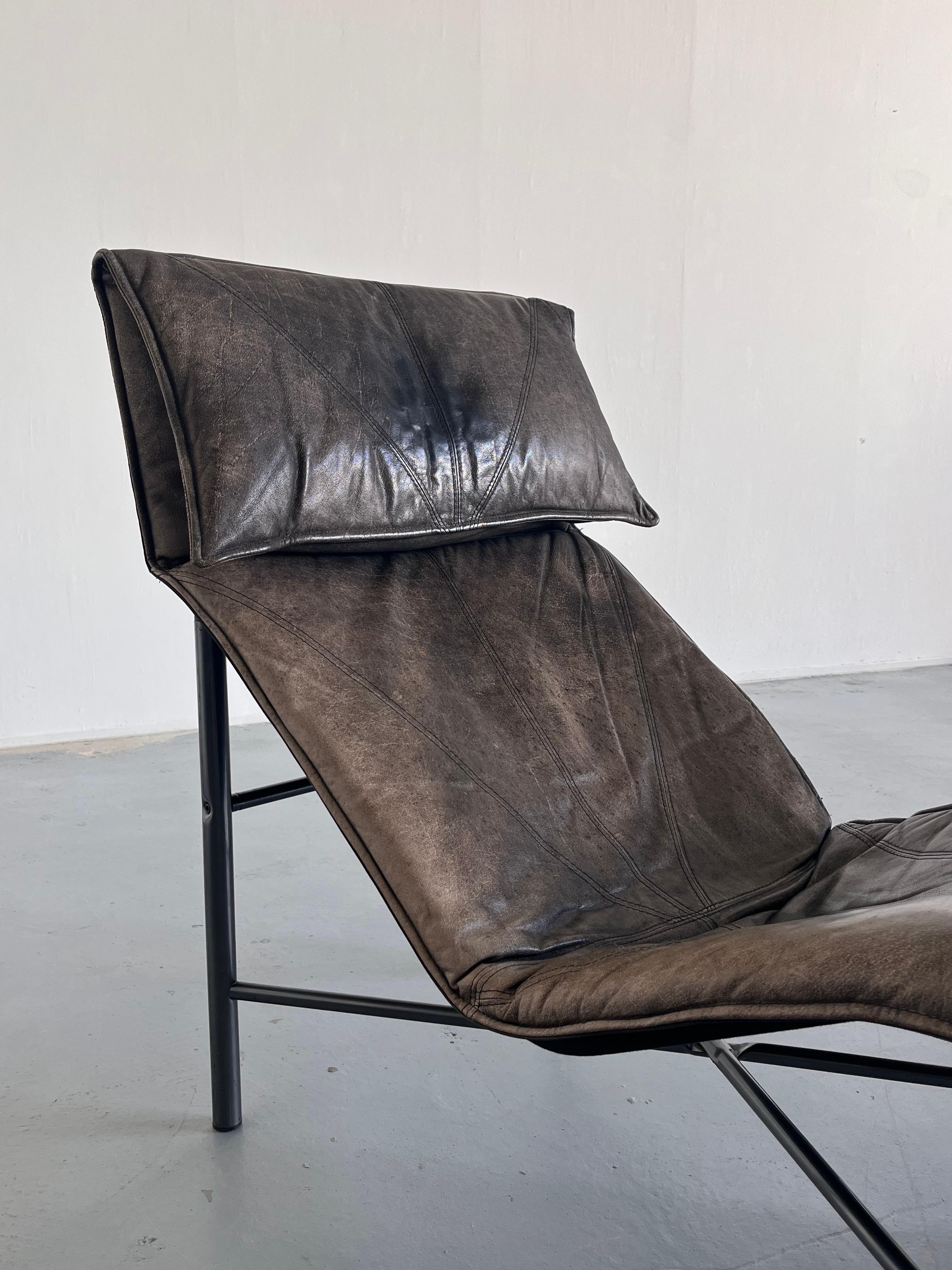 Vintage Leather Chaise Longue by Tord Bjorklund for Ikea, Sweden, 1980s 1
