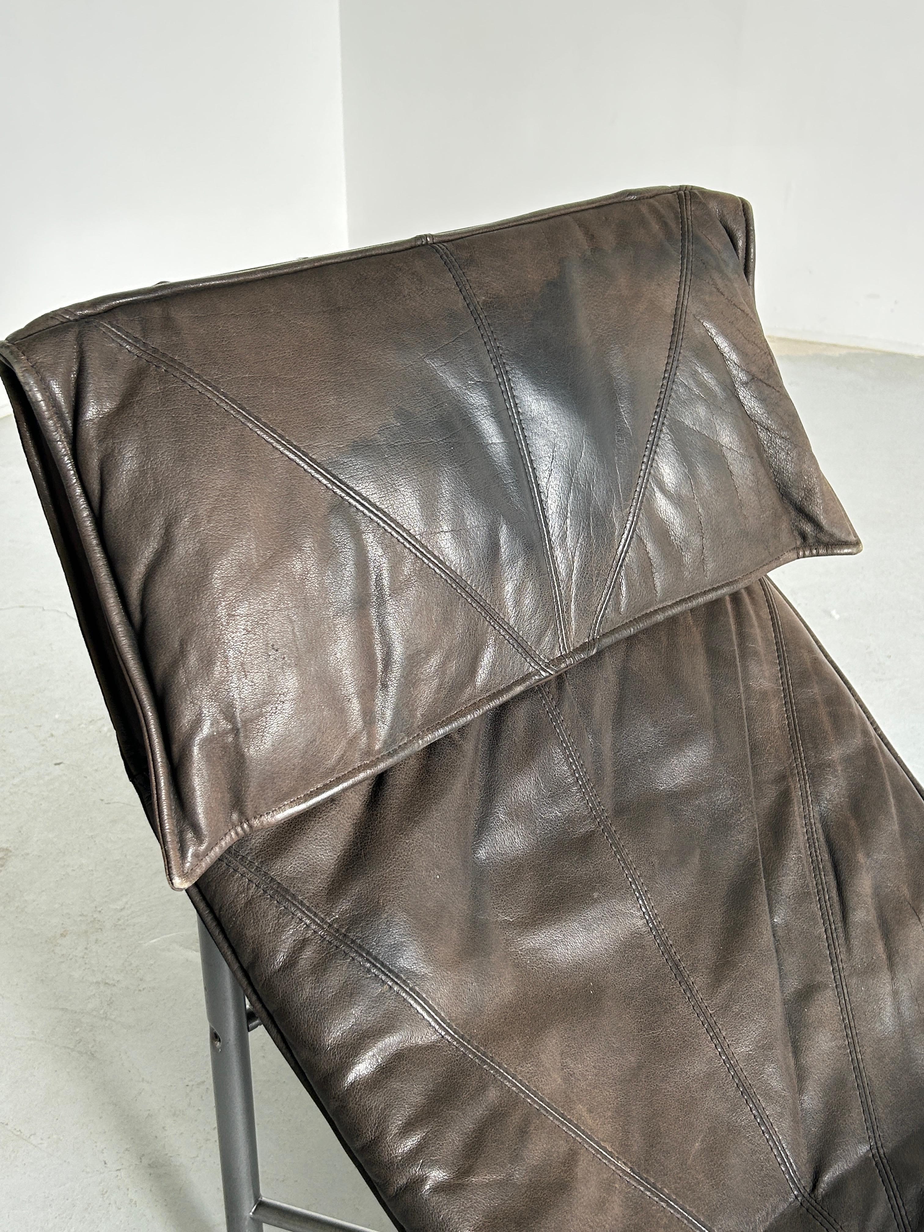 Vintage Leather Chaise Longue, Daybed by Tord Bjorklund for Ikea, Sweden, 1980s 3