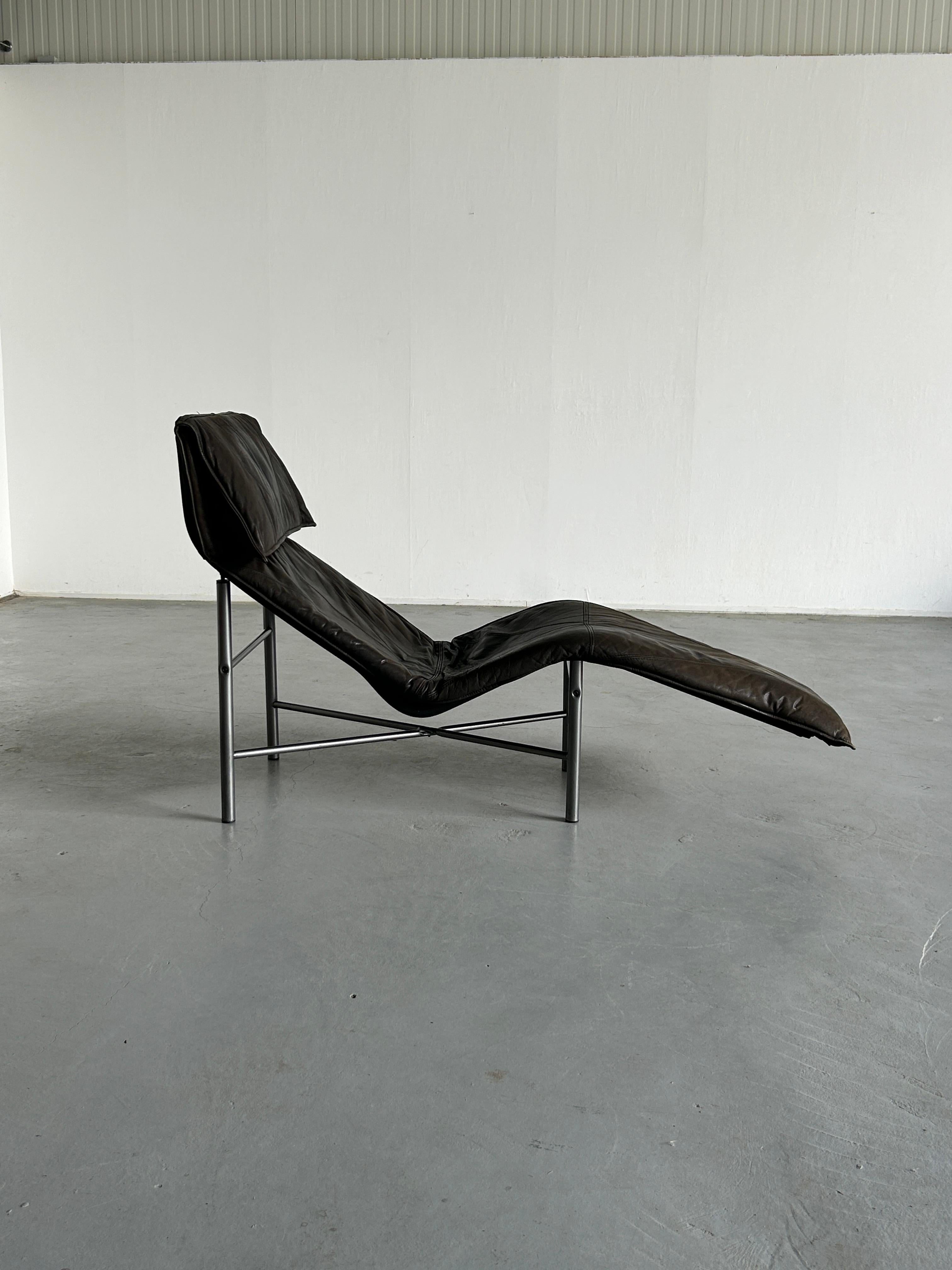 Swedish Vintage Leather Chaise Longue, Daybed by Tord Bjorklund for Ikea, Sweden, 1980s