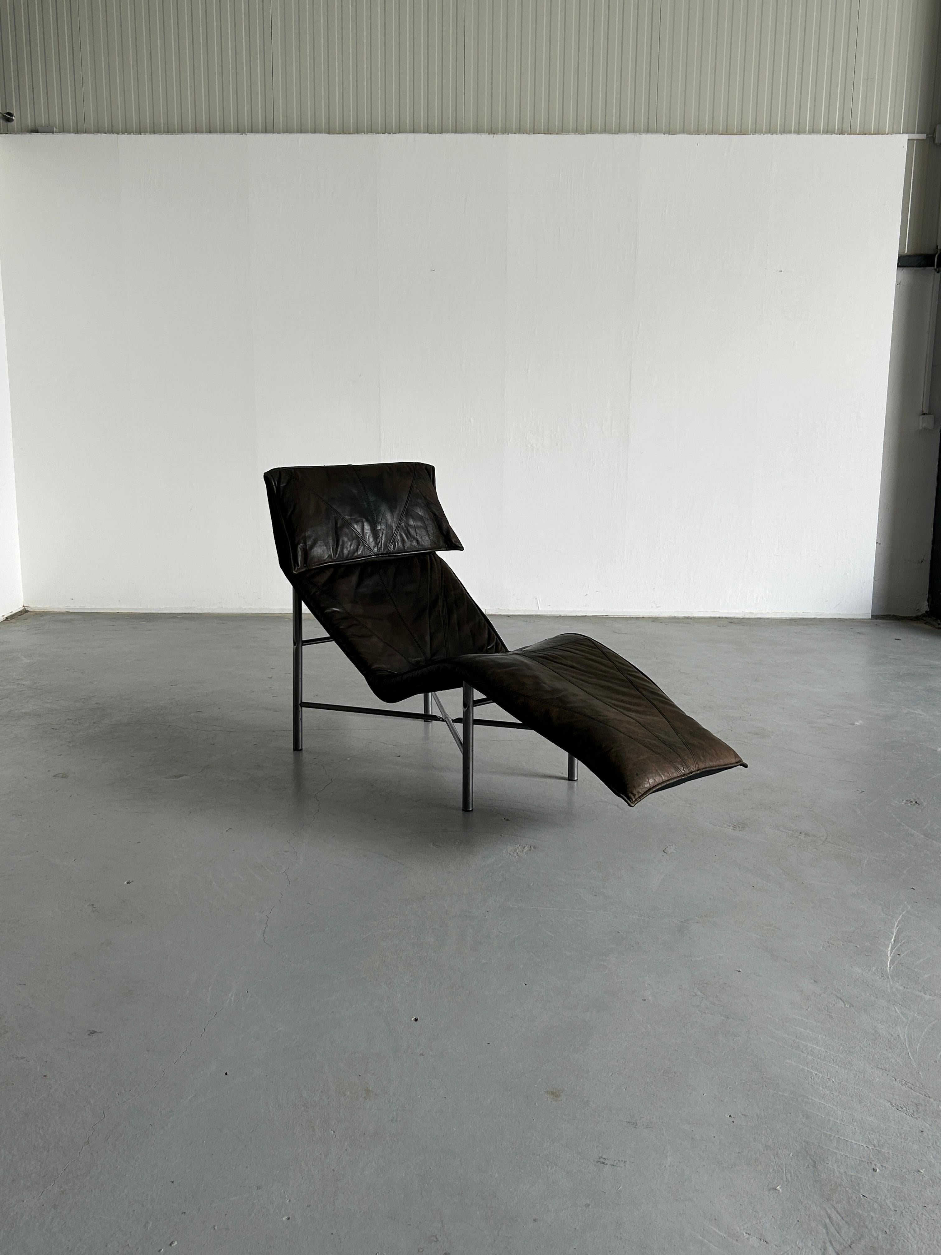 Vintage Leather Chaise Longue, Daybed by Tord Bjorklund for Ikea, Sweden, 1980s In Good Condition In Zagreb, HR