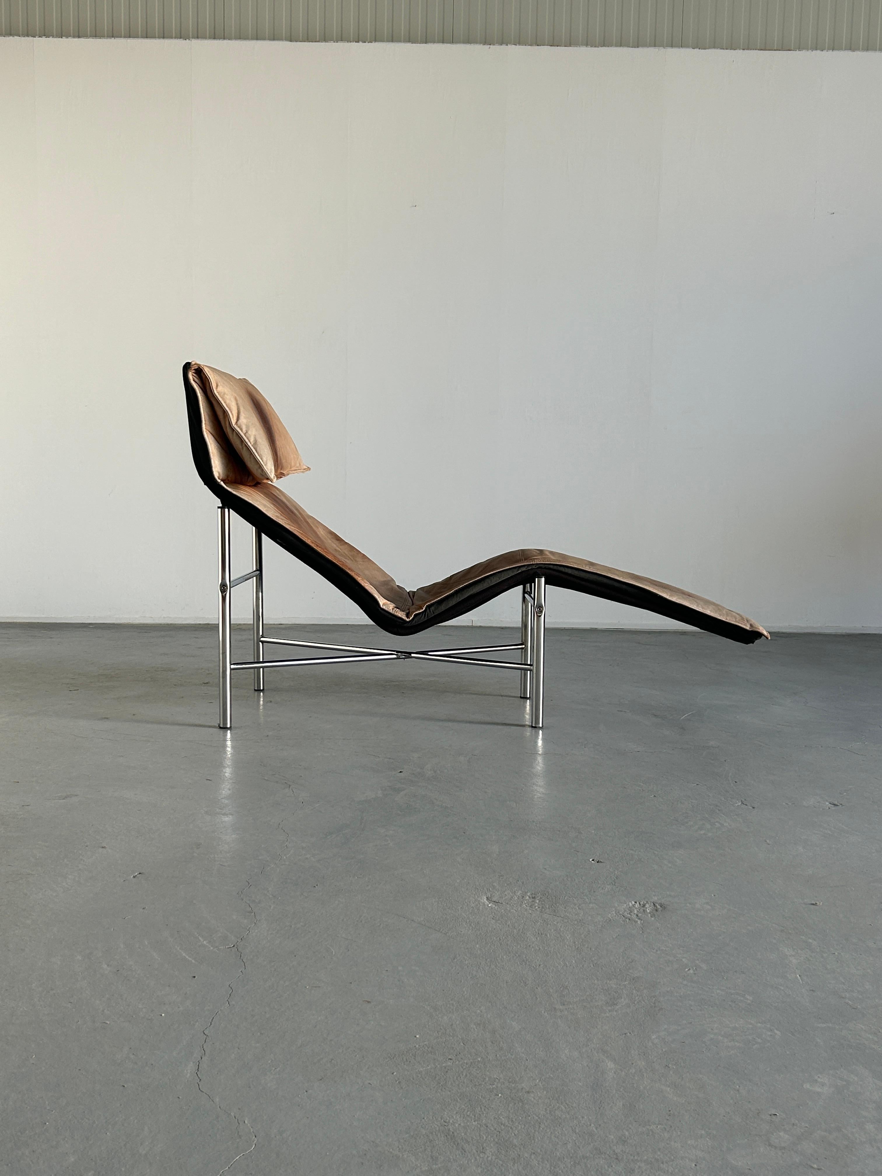 Swedish Vintage Leather Chaise Longue in Cognac Leather by Tord Bjorklund for Ikea, 1980