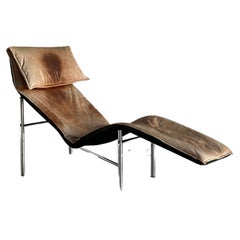 Vintage Leather Chaise Longue in Cognac Leather by Tord Bjorklund for Ikea, 1980