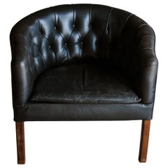 Vintage Chesterfield-Stuhl aus Leder aus Dänemark, ca. 1960