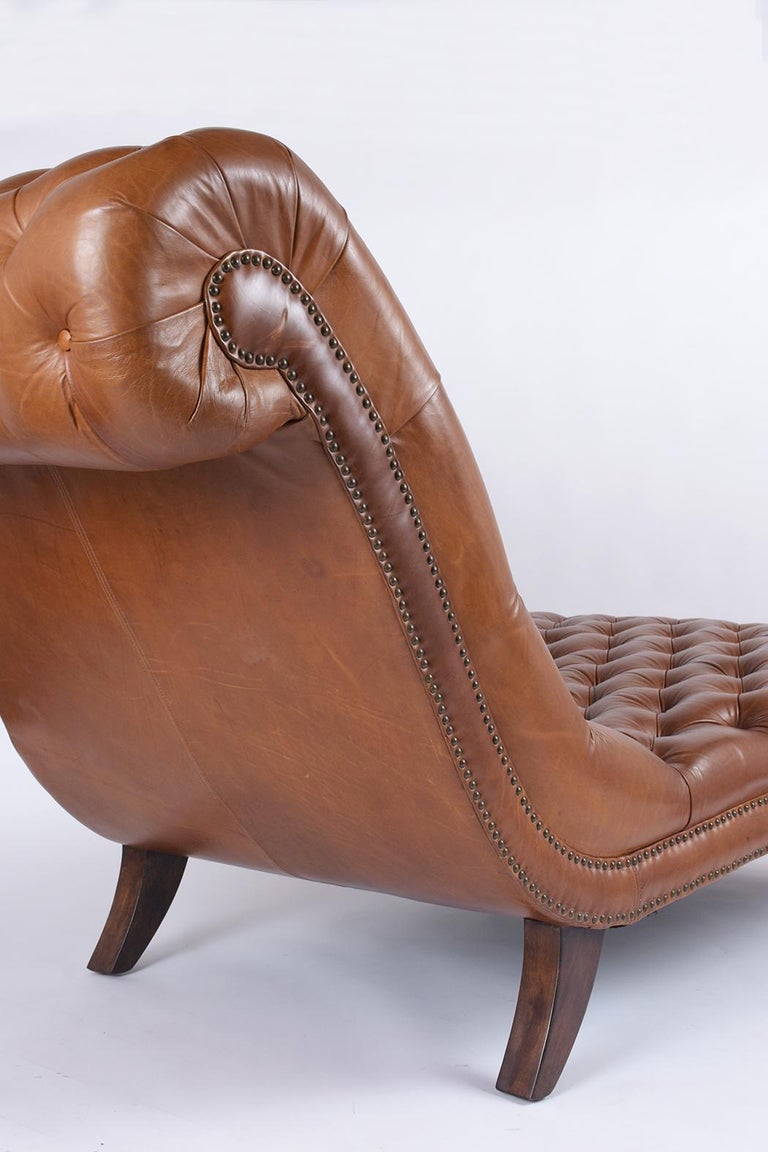 Vintage Leather Chaise Lounge For Sale at 1stDibs