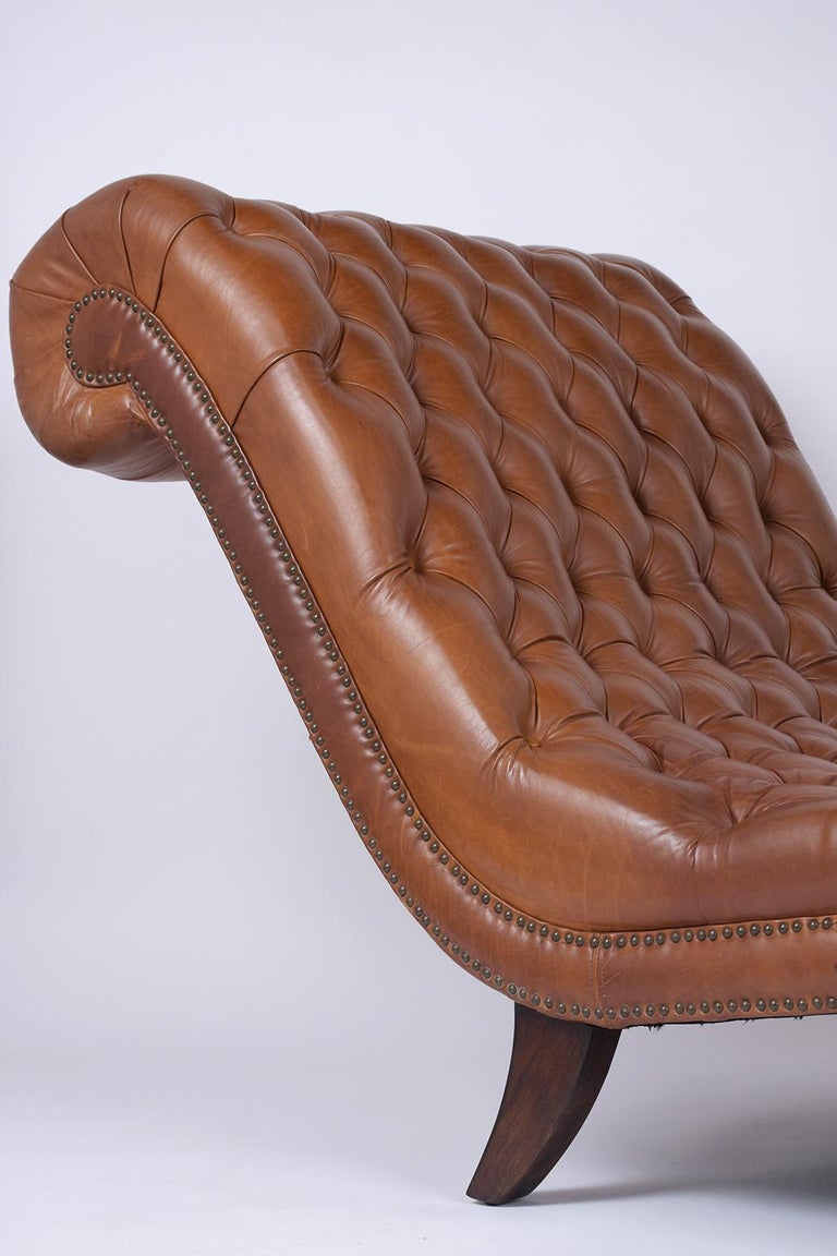 Vintage Leather Chaise Lounge at 1stDibs