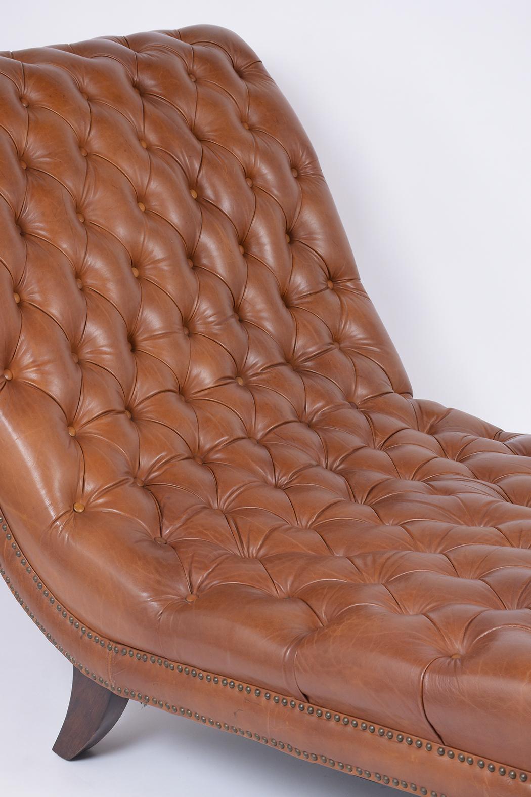 Chesterfield Vintage Leather Chaise Lounge